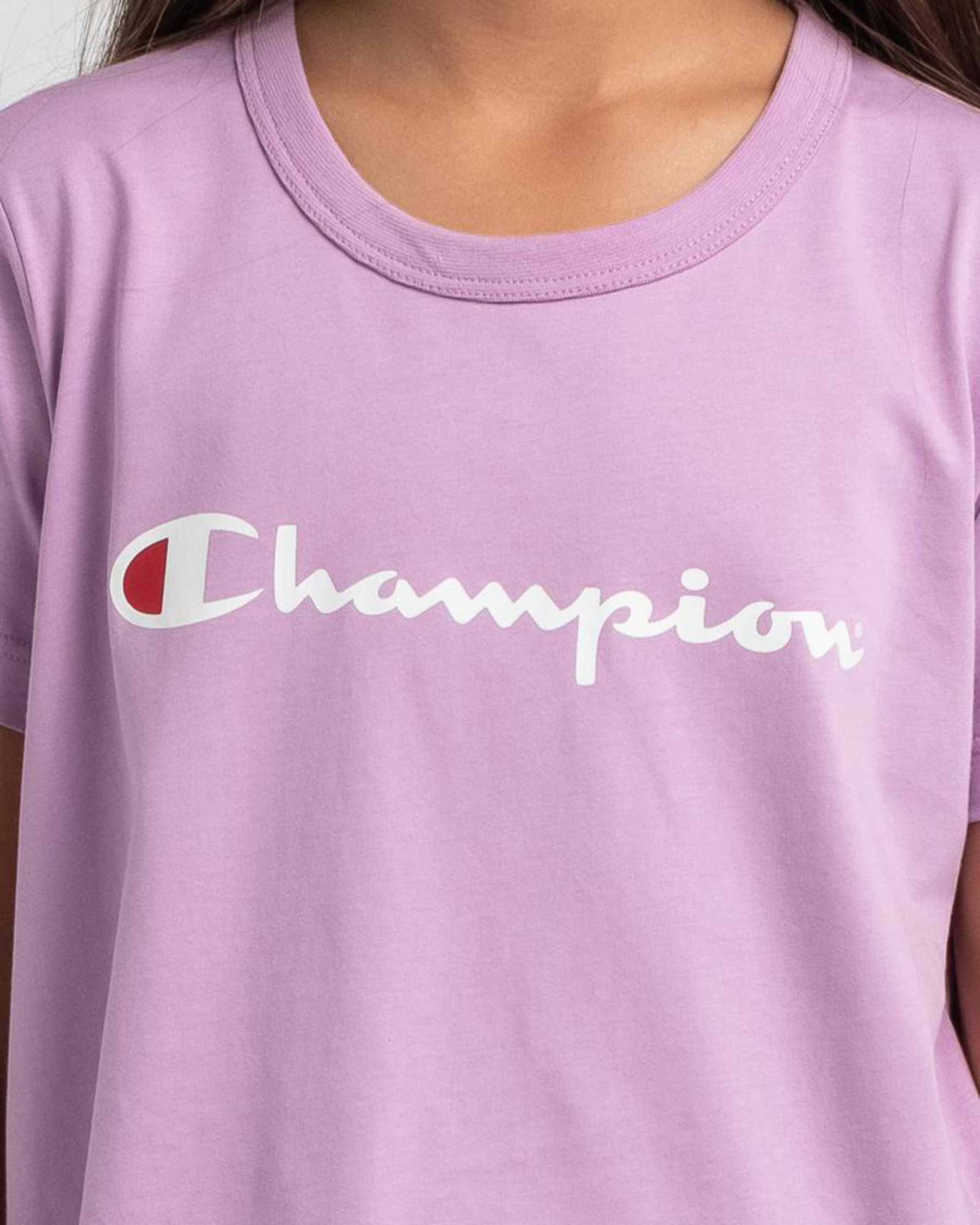 Champion Girls' Logo T-Shirt In Purple Peonie - Fast Shipping & Easy ...