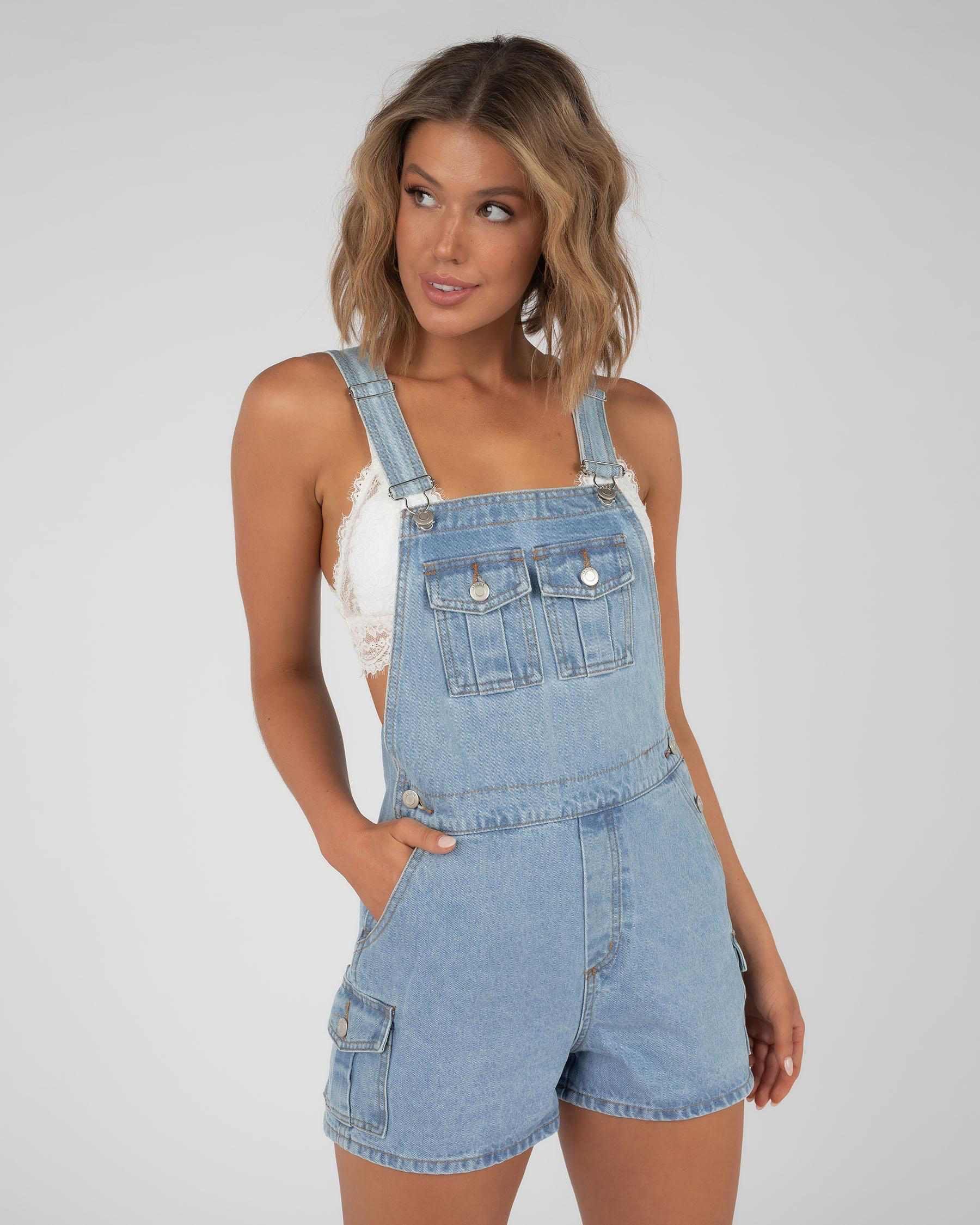 Shop Used Elena Overalls In Mid Blue - Fast Shipping & Easy Returns ...