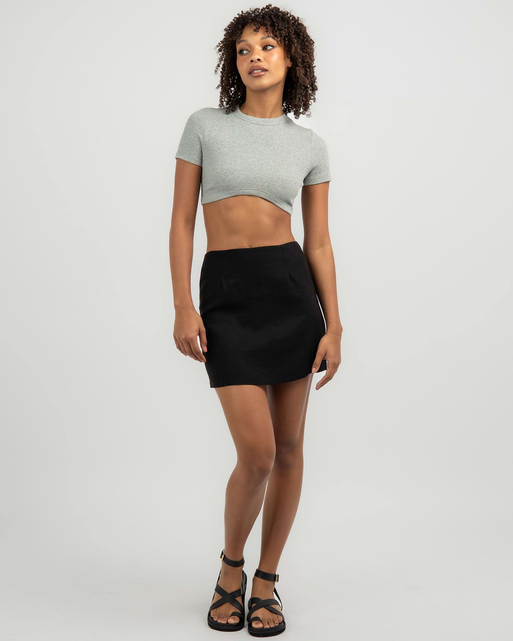 Shop Ava And Ever Kendra Ultra Crop Baby Tee In Grey - Fast Shipping ...