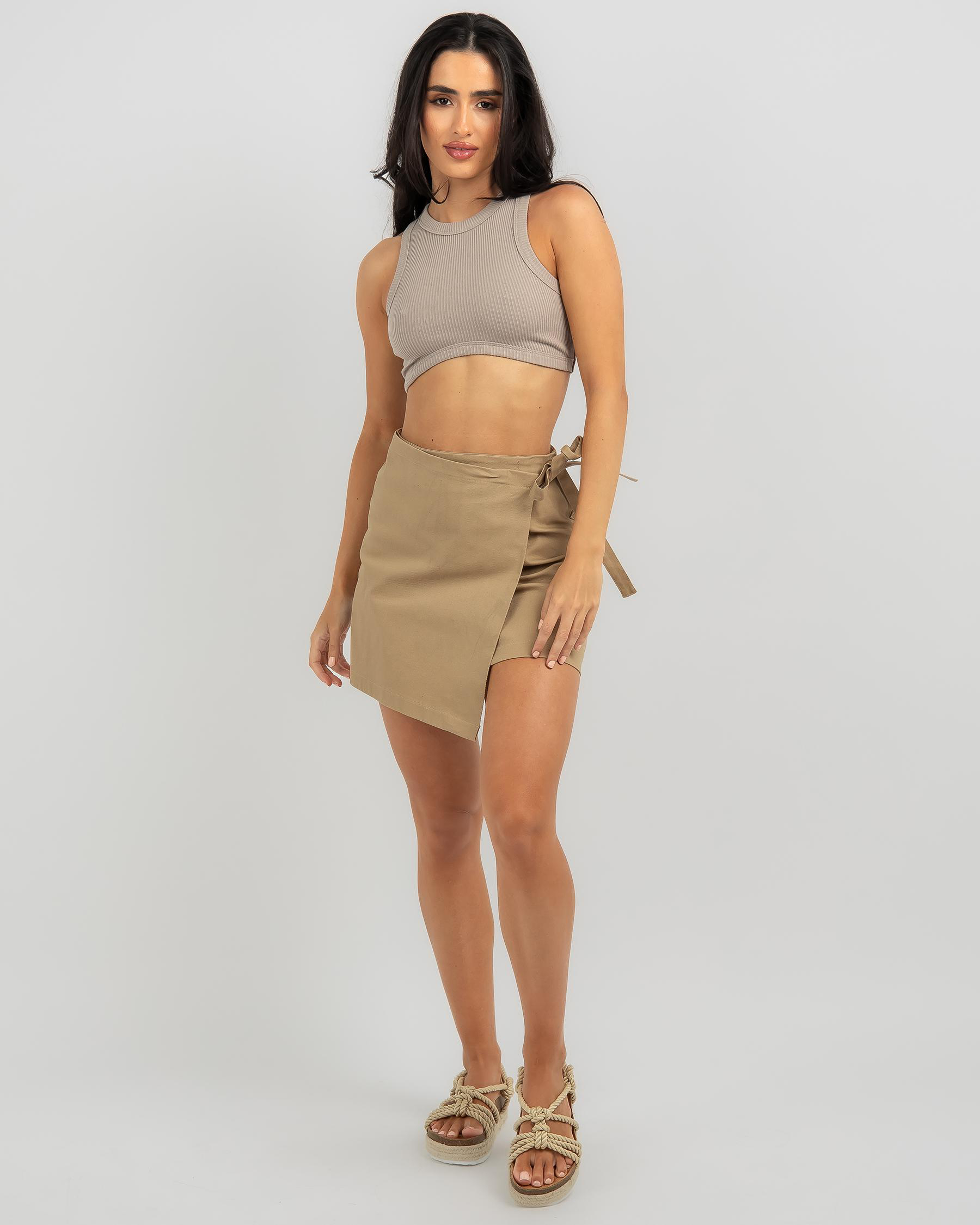 Ava And Ever Kendra Ultra Crop Top In Taupe - Fast Shipping & Easy ...