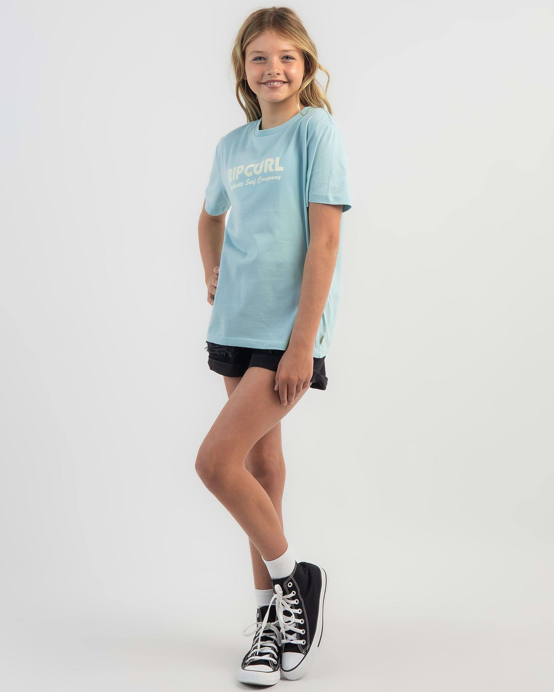 Shop Rip Curl Girls' Surf Spray Standard T-Shirt In Light Blue - Fast ...