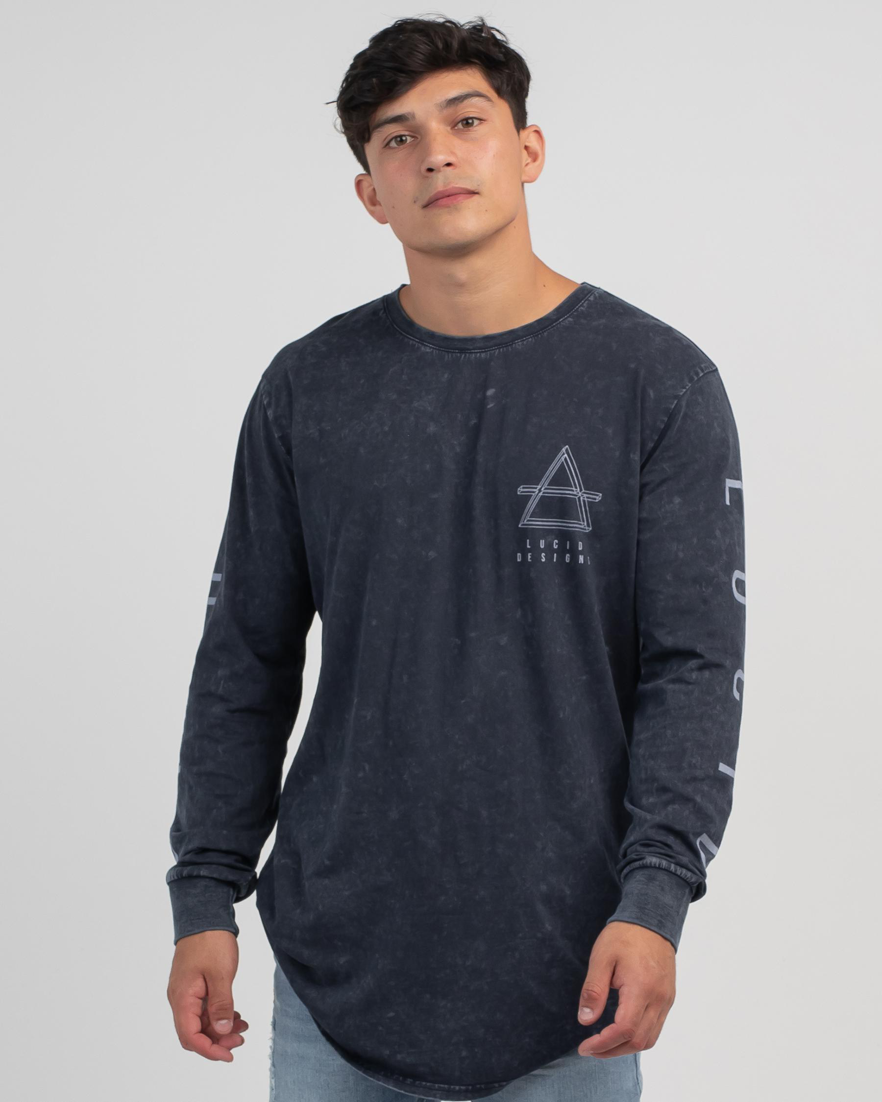 Shop Lucid Darkness Long Sleeve T-Shirt In Navy Acid - Fast Shipping ...