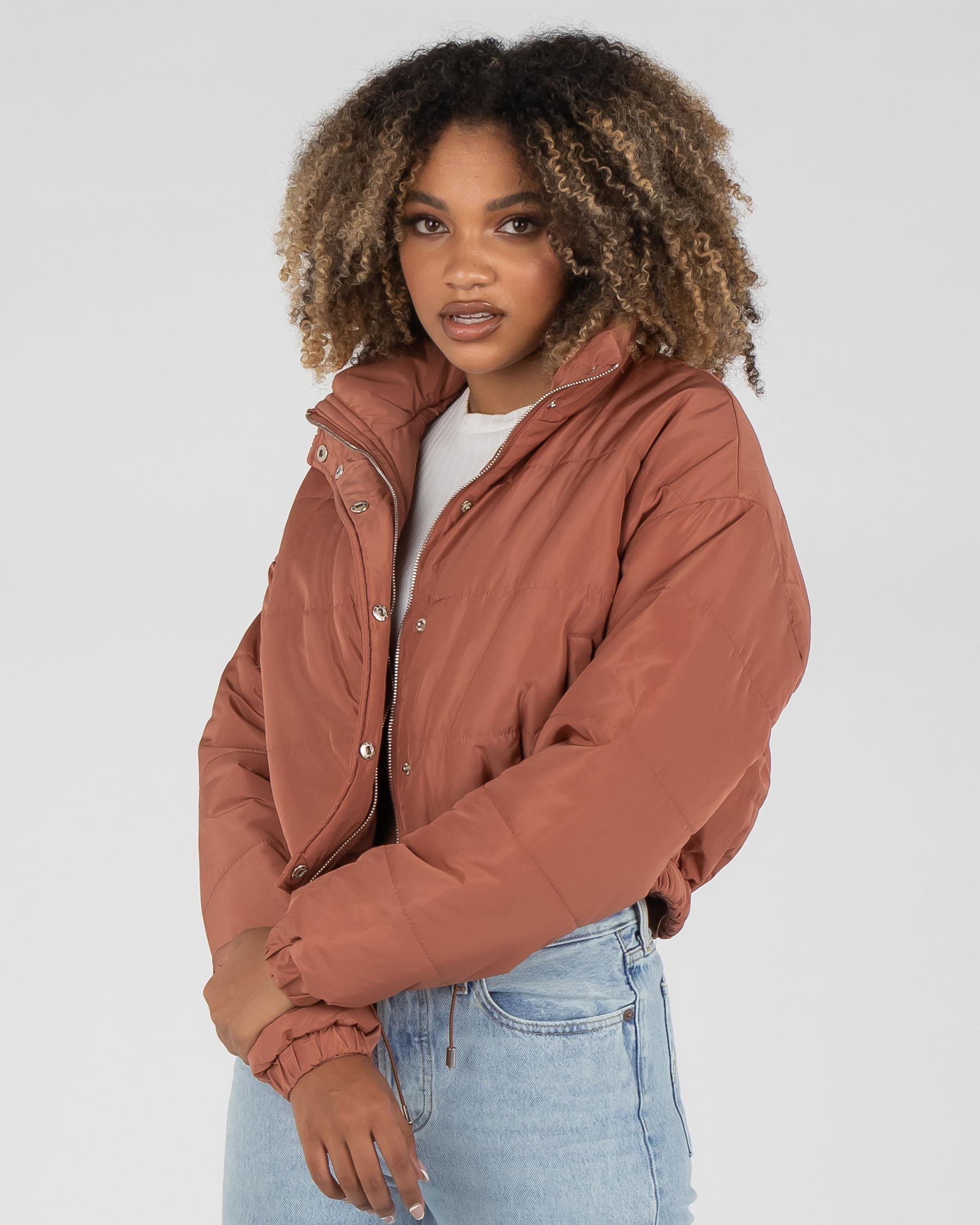 Shop Ava And Ever Venus Puffer Jacket In Clay - Fast Shipping & Easy ...