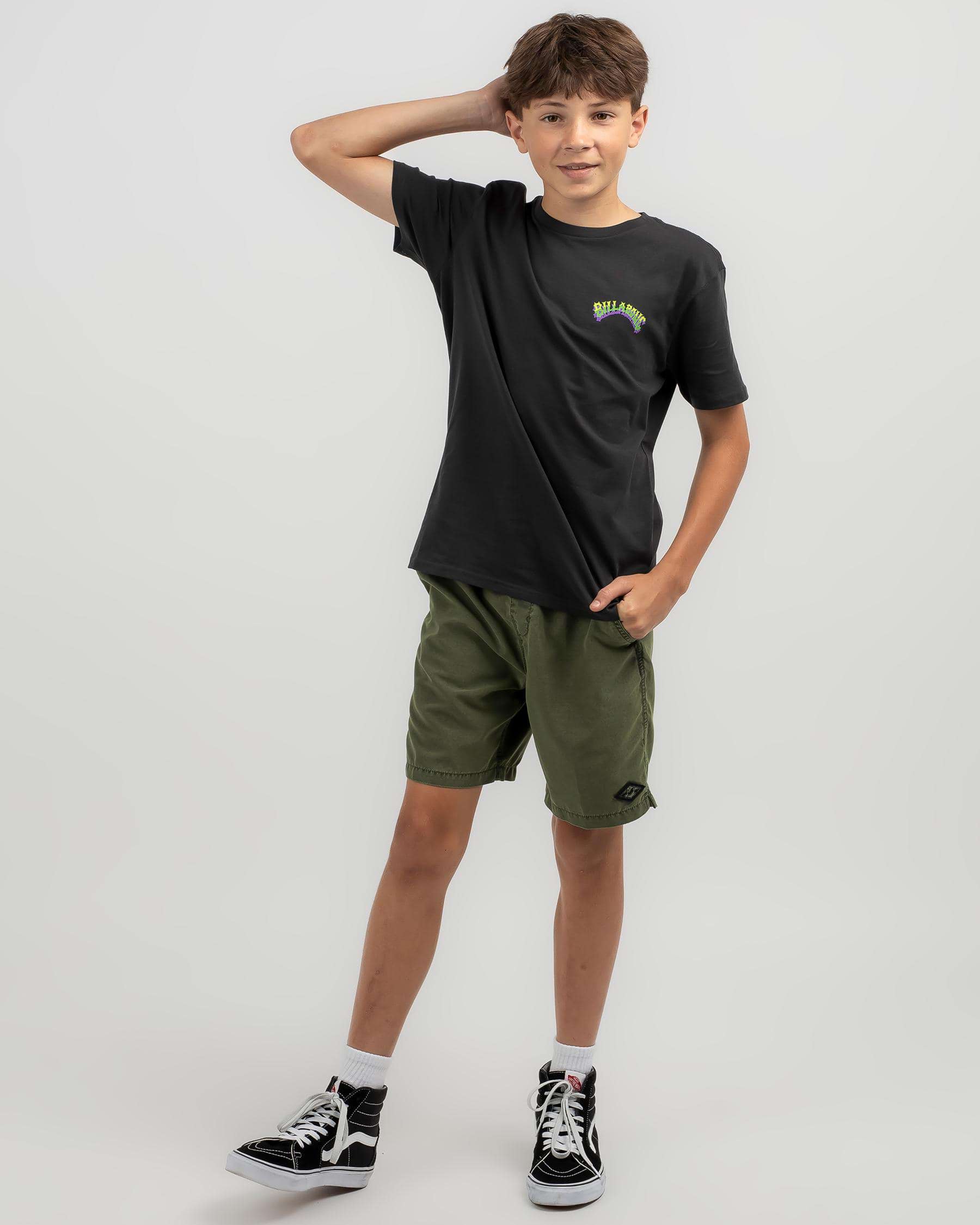 Billabong Boys' Arch Wave T-Shirt In Washed Black - Fast Shipping ...