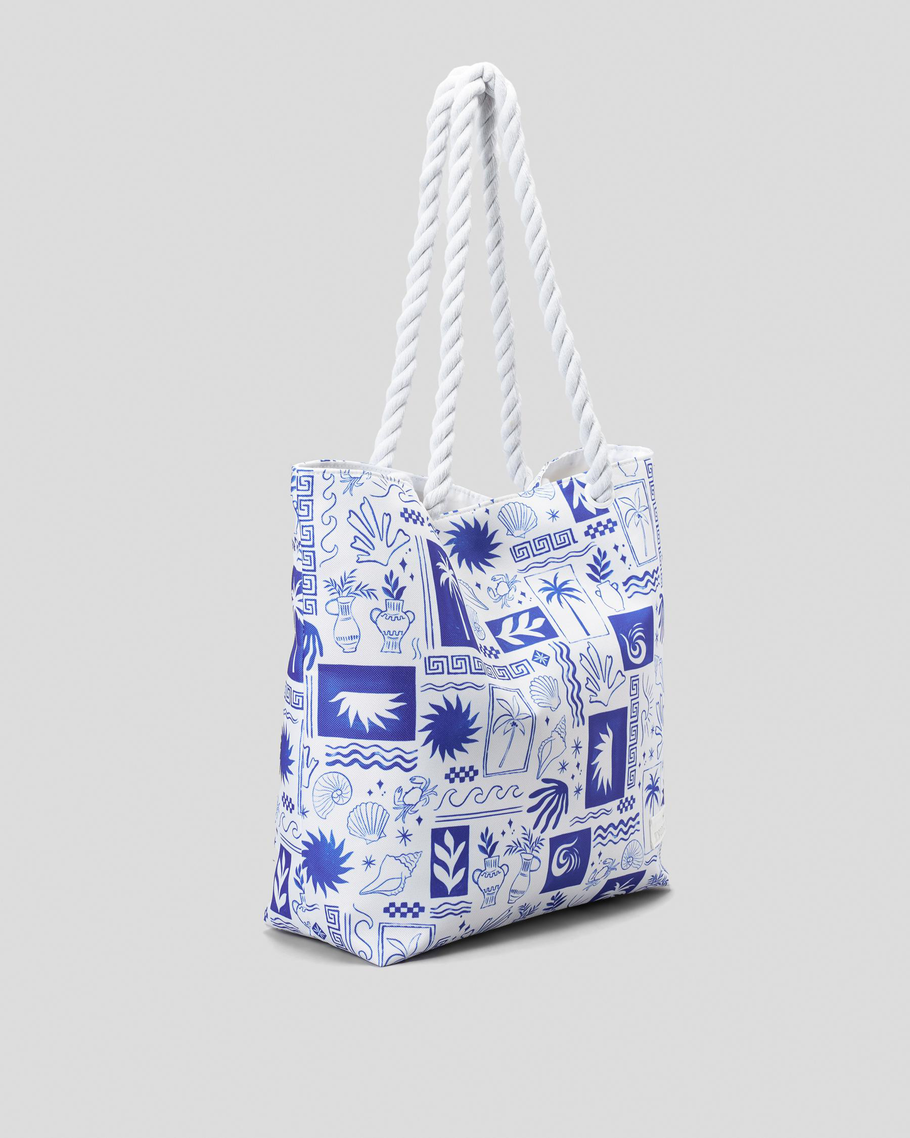 Shop Topanga Euro Summer Beach Bag In White/blue - Fast Shipping & Easy ...