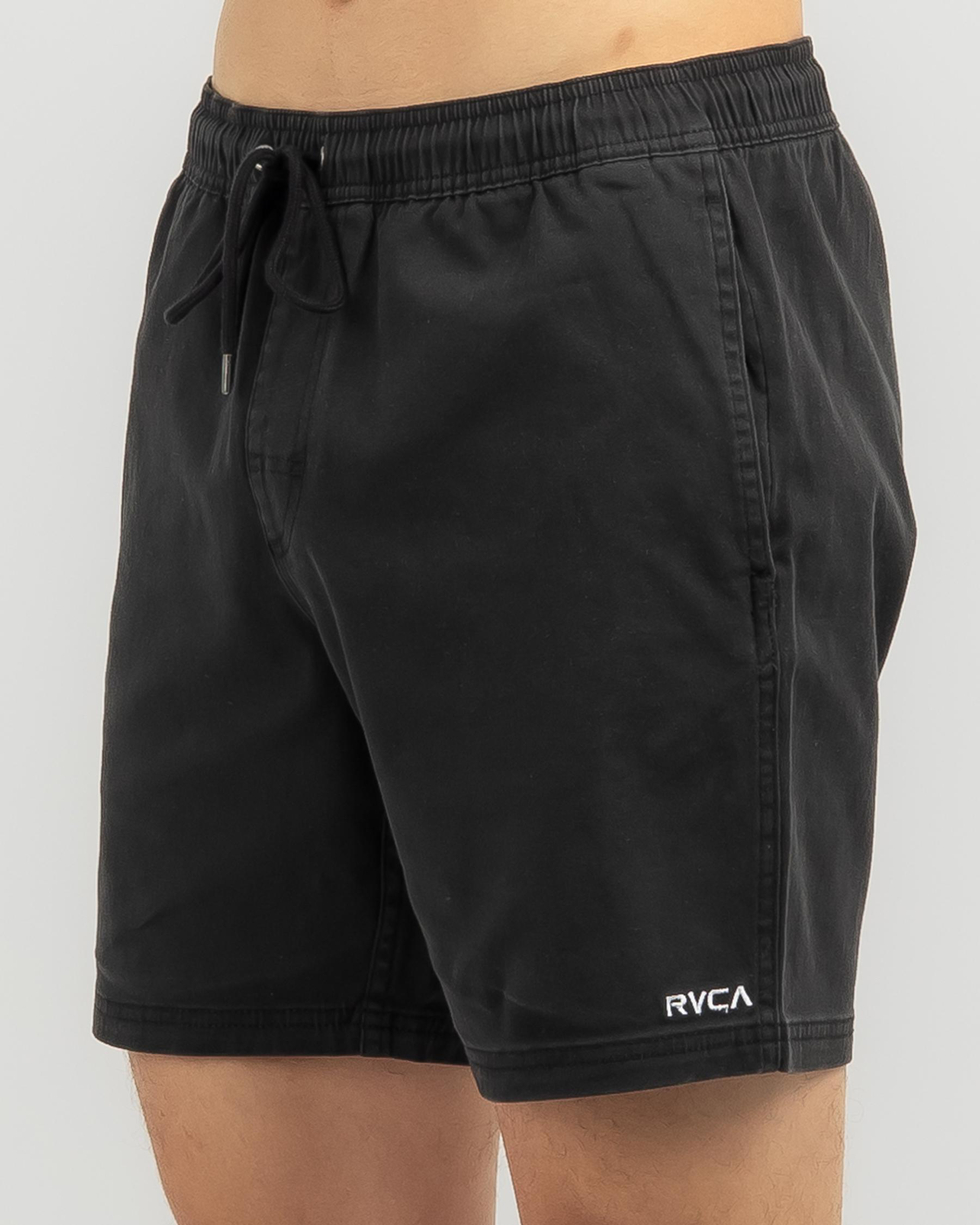 Shop RVCA Escape Corp Elastic Shorts In Black - Fast Shipping & Easy ...