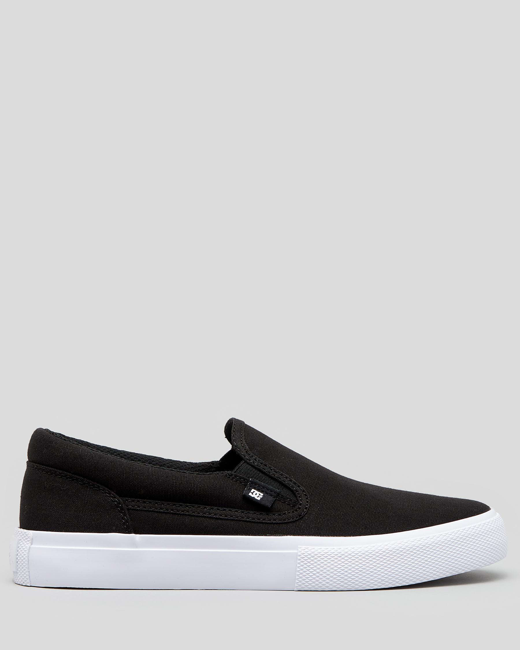 Shop DC Shoes Boys' Manual Slip-On Shoes In Black/white - Fast Shipping ...