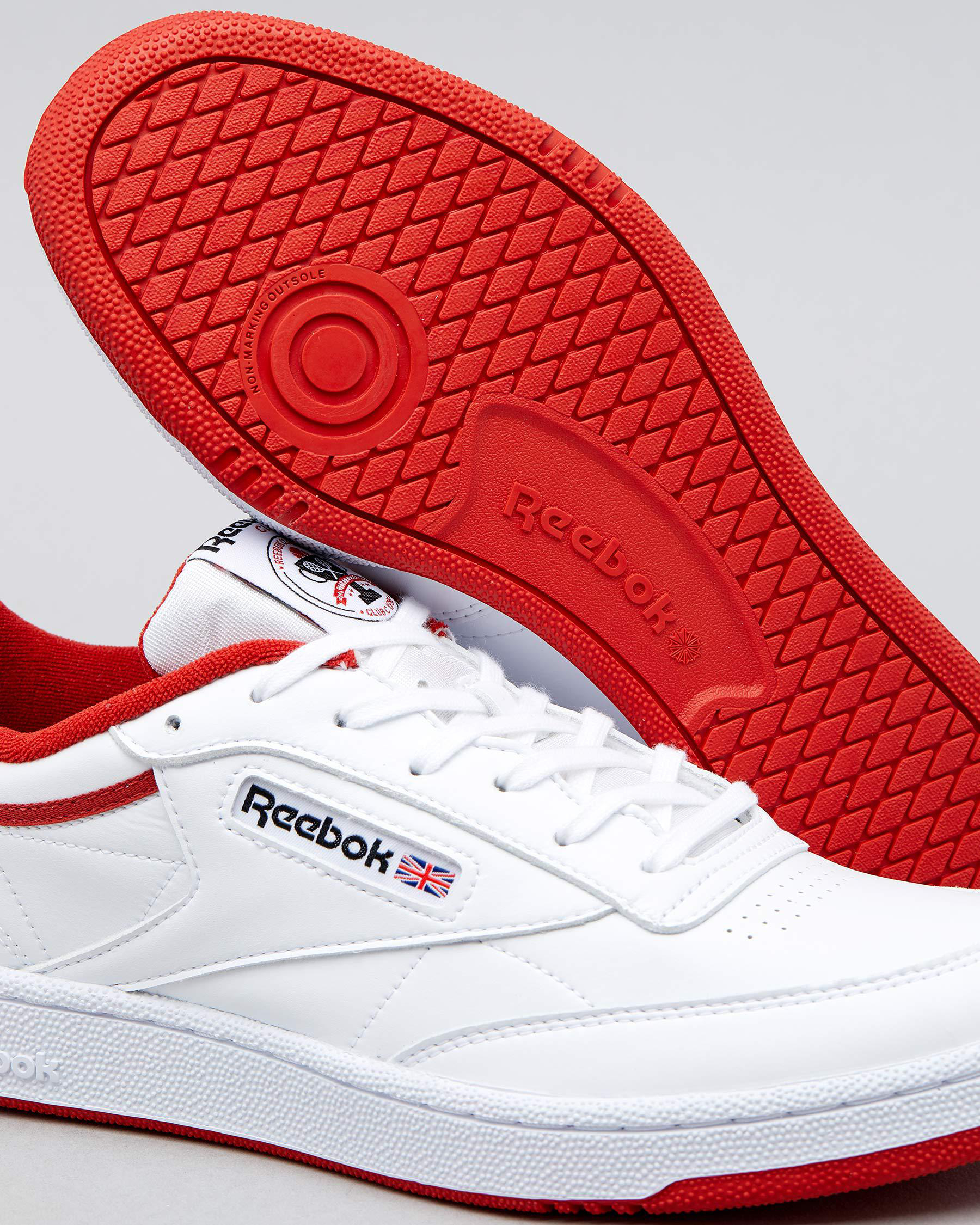 Reebok Club C 85 Shoes In White/legacy Red - Fast Shipping & Easy ...