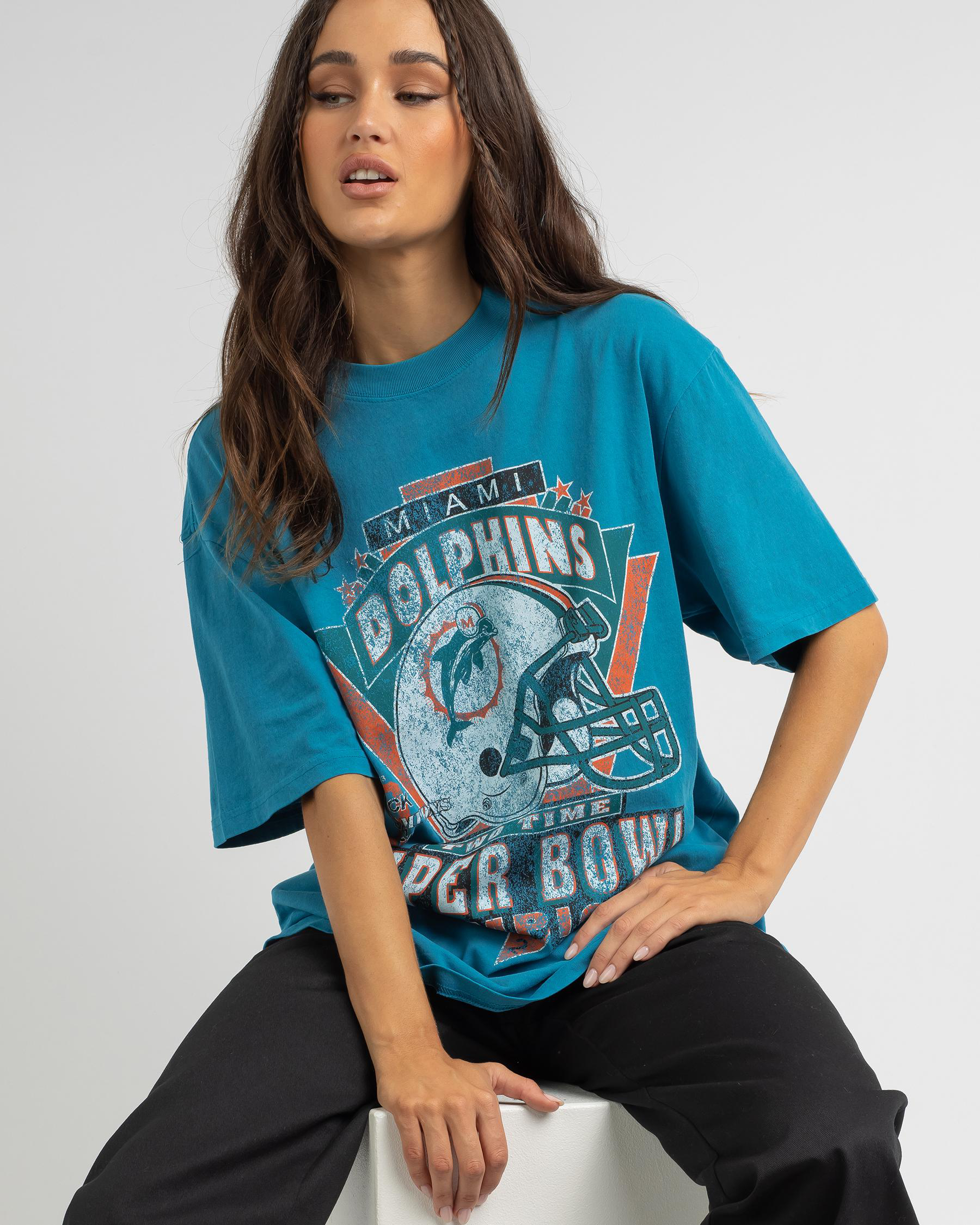 Mitchell & Ness - Miami Dolphins Vintage Super Bowl Tee in Faded Teal