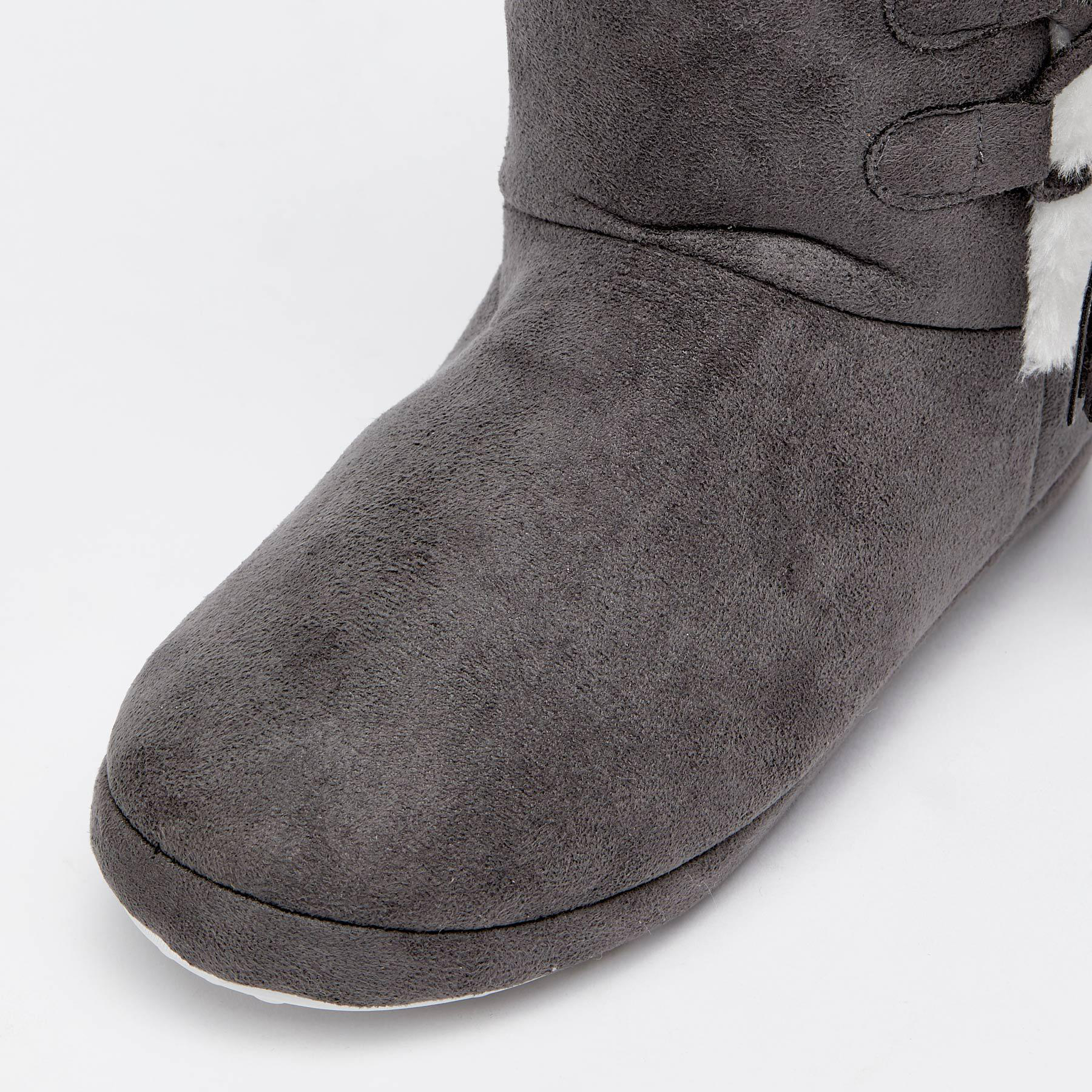 Shop Sleepy Squirrel Jamie Slipper Boots In Charcoal/white - Fast ...