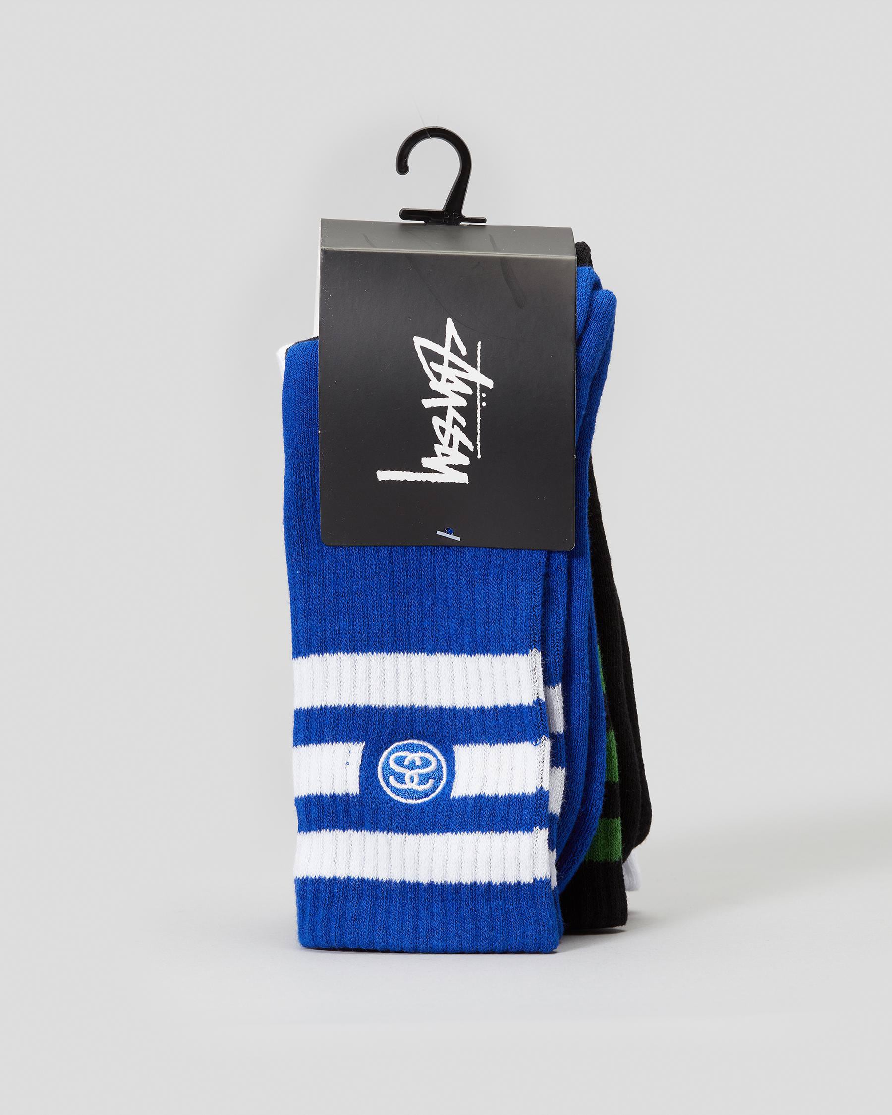 Shop Stussy SS Link Stripe Socks 3 Pack In Multi - Fast Shipping & Easy ...