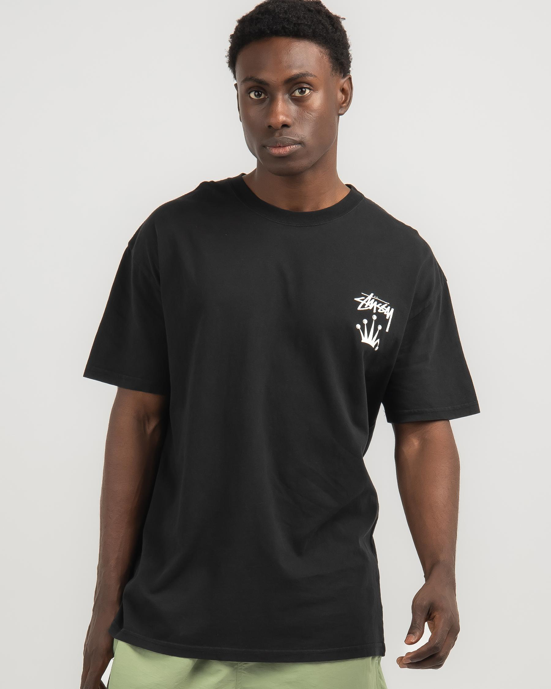 Shop Stussy Stock Crown 50/50 T-Shirt In Pigment Black - Fast Shipping ...