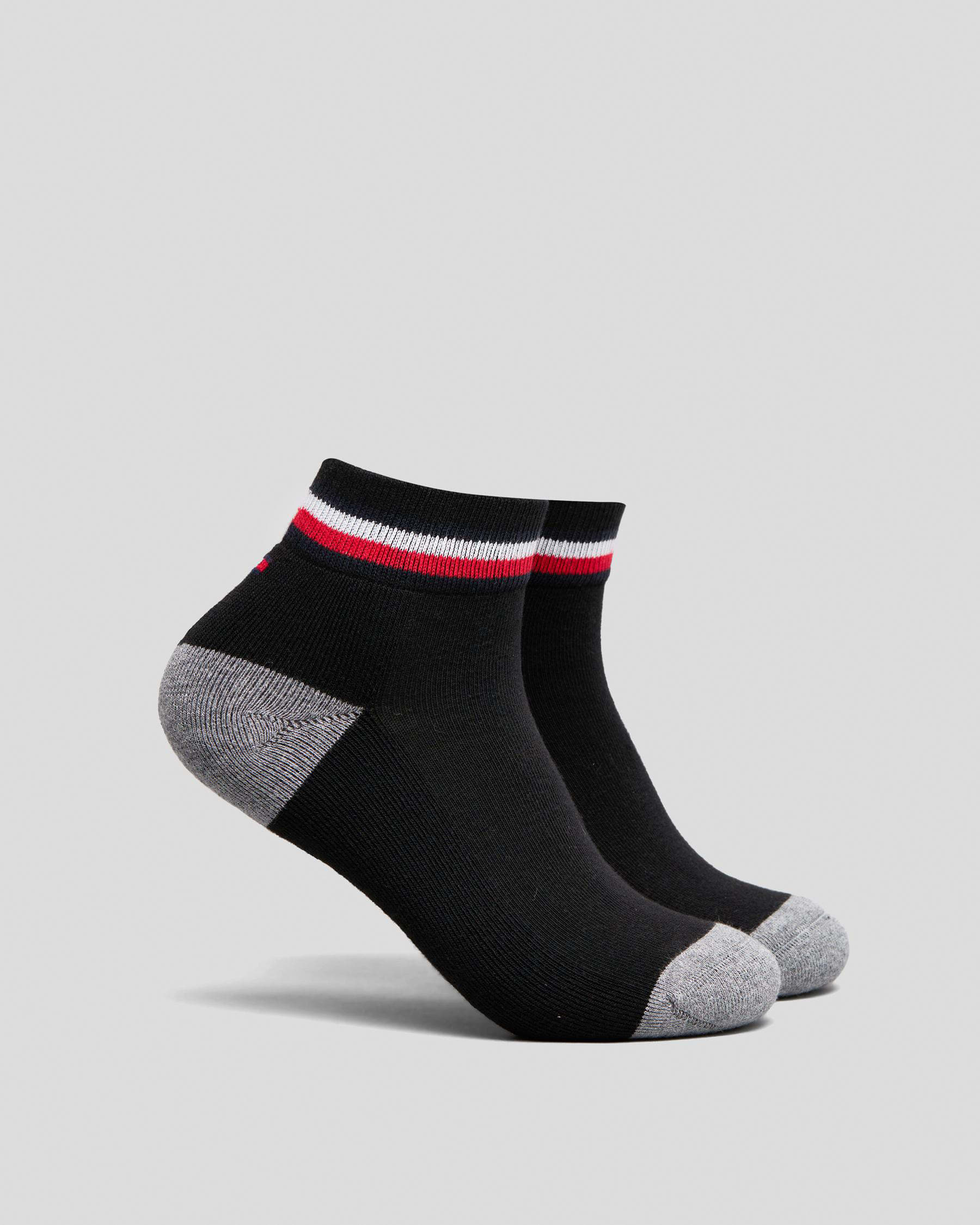 Shop Tommy Hilfiger Boys' Iconic Sports Quarter Crew Socks 2 Pack In ...