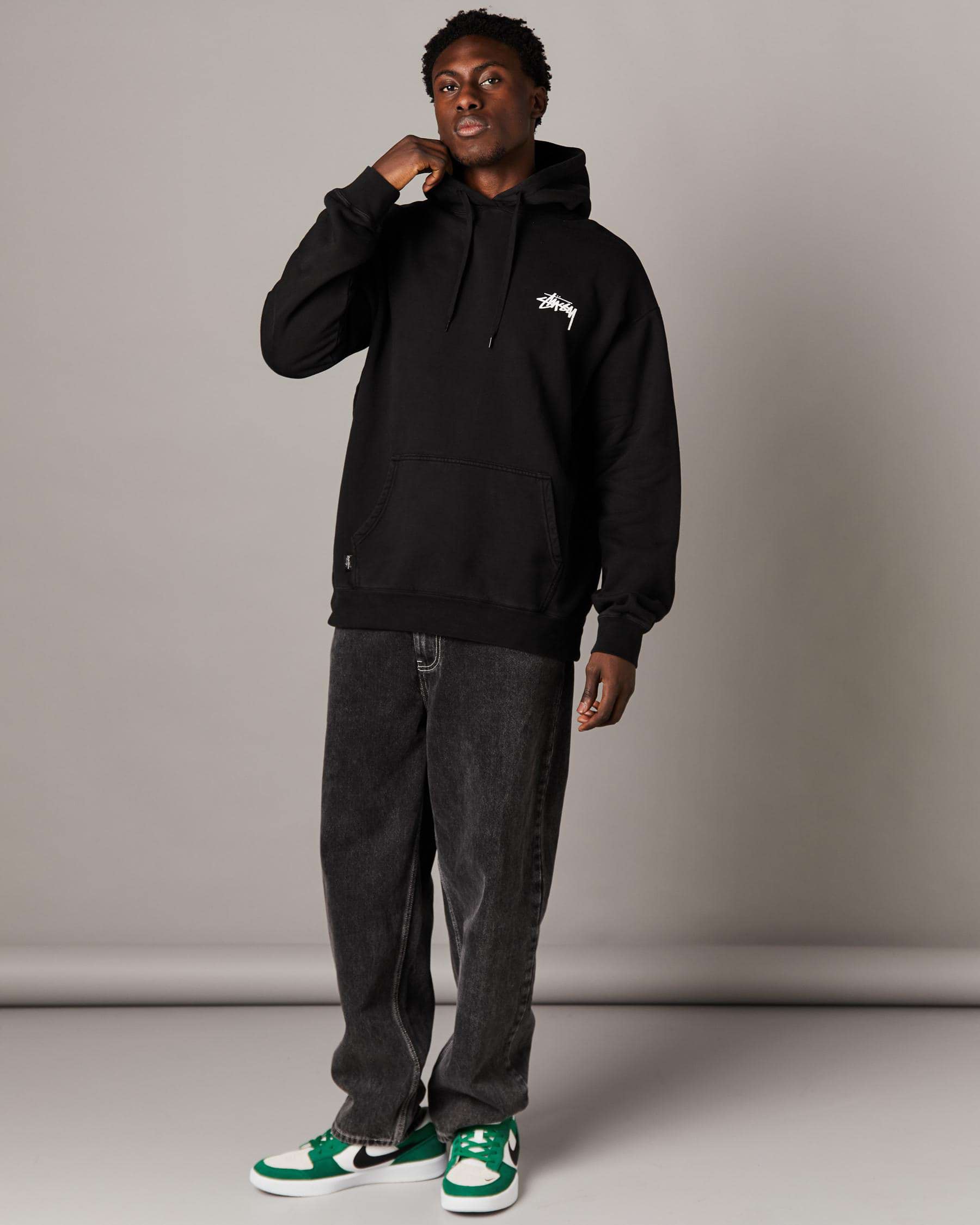 Stussy Fuzzy Dice Hoodie In Pigment Black - Fast Shipping & Easy ...