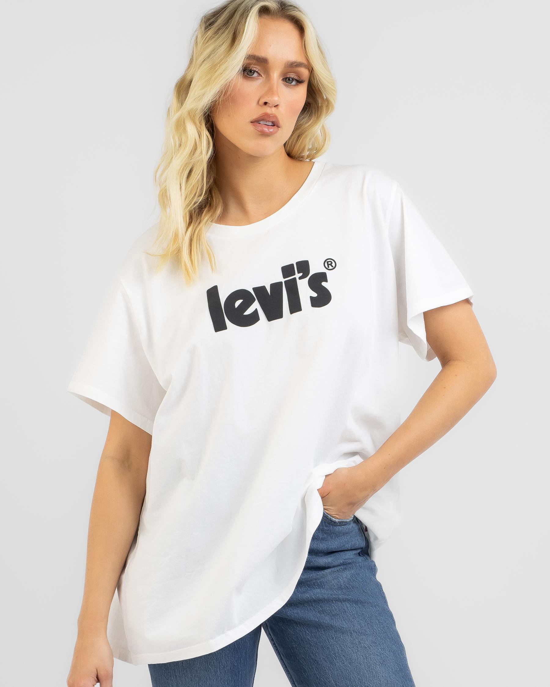 Shop Levi's Poster Logo Oversized T-Shirt In Sugar Swizzle - Fast ...