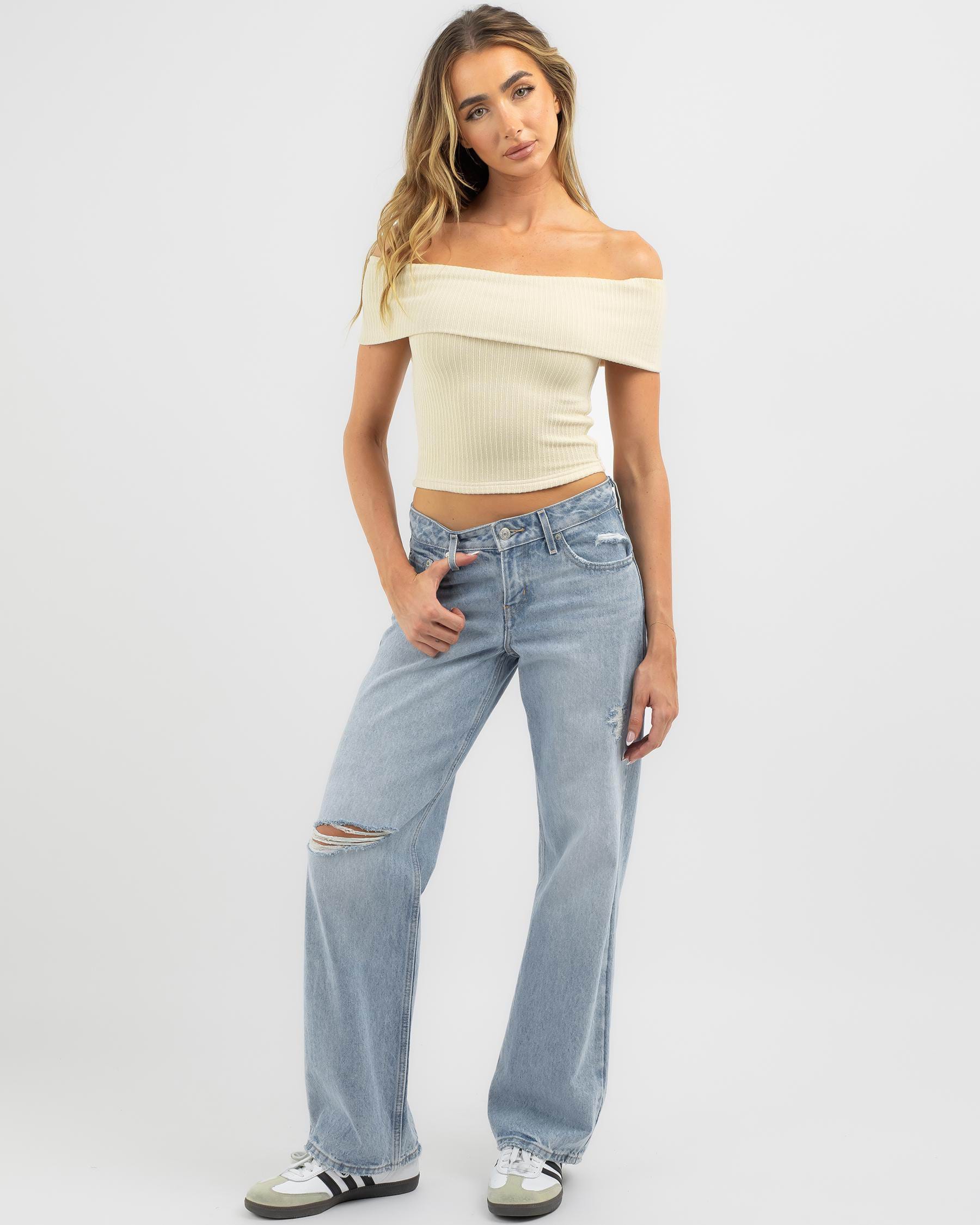 Shop Ava And Ever Cassie Off Shoulder Top In Oat - Fast Shipping & Easy ...