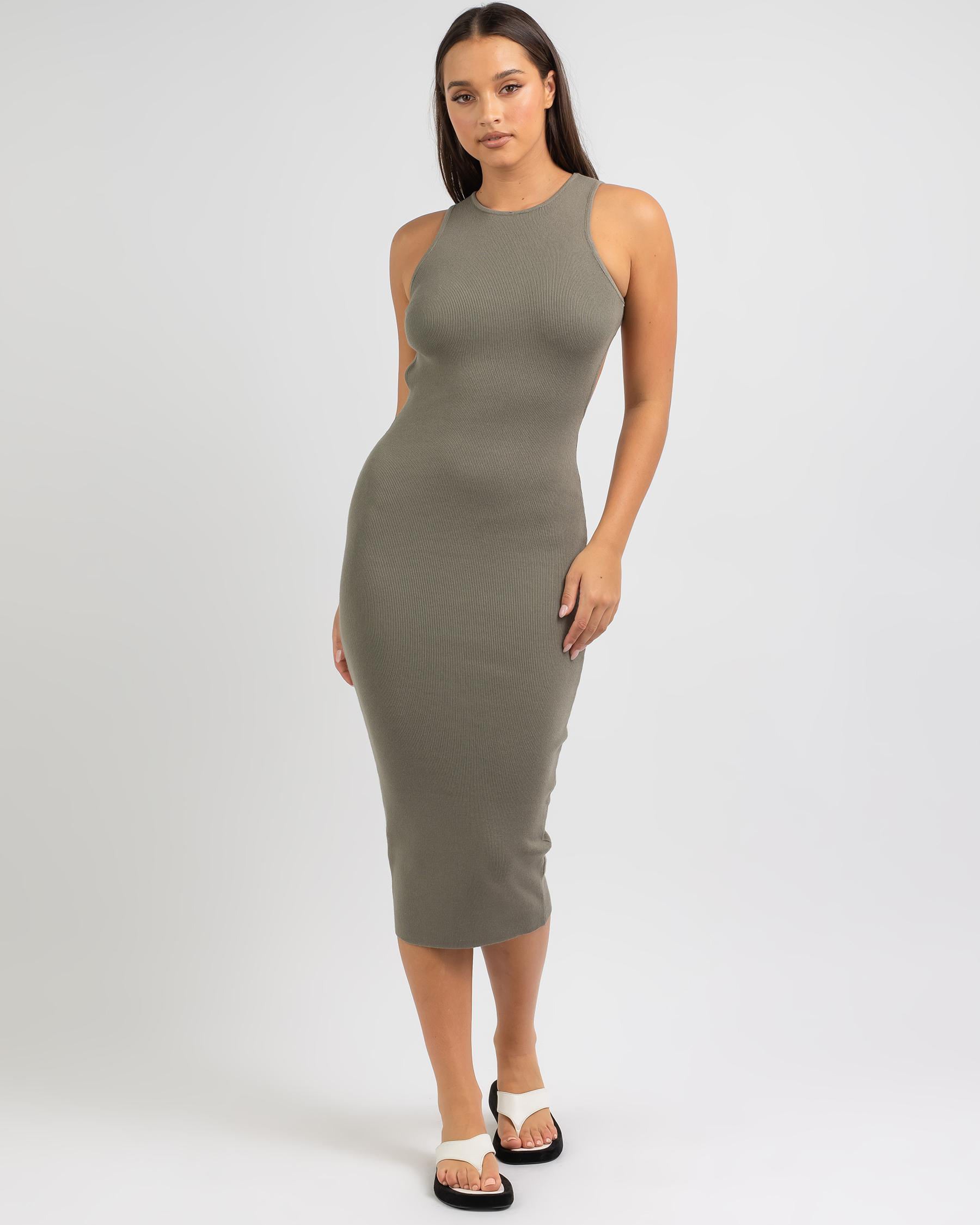 Shop Style State Huston Midi Dress In Khaki - Fast Shipping & Easy ...