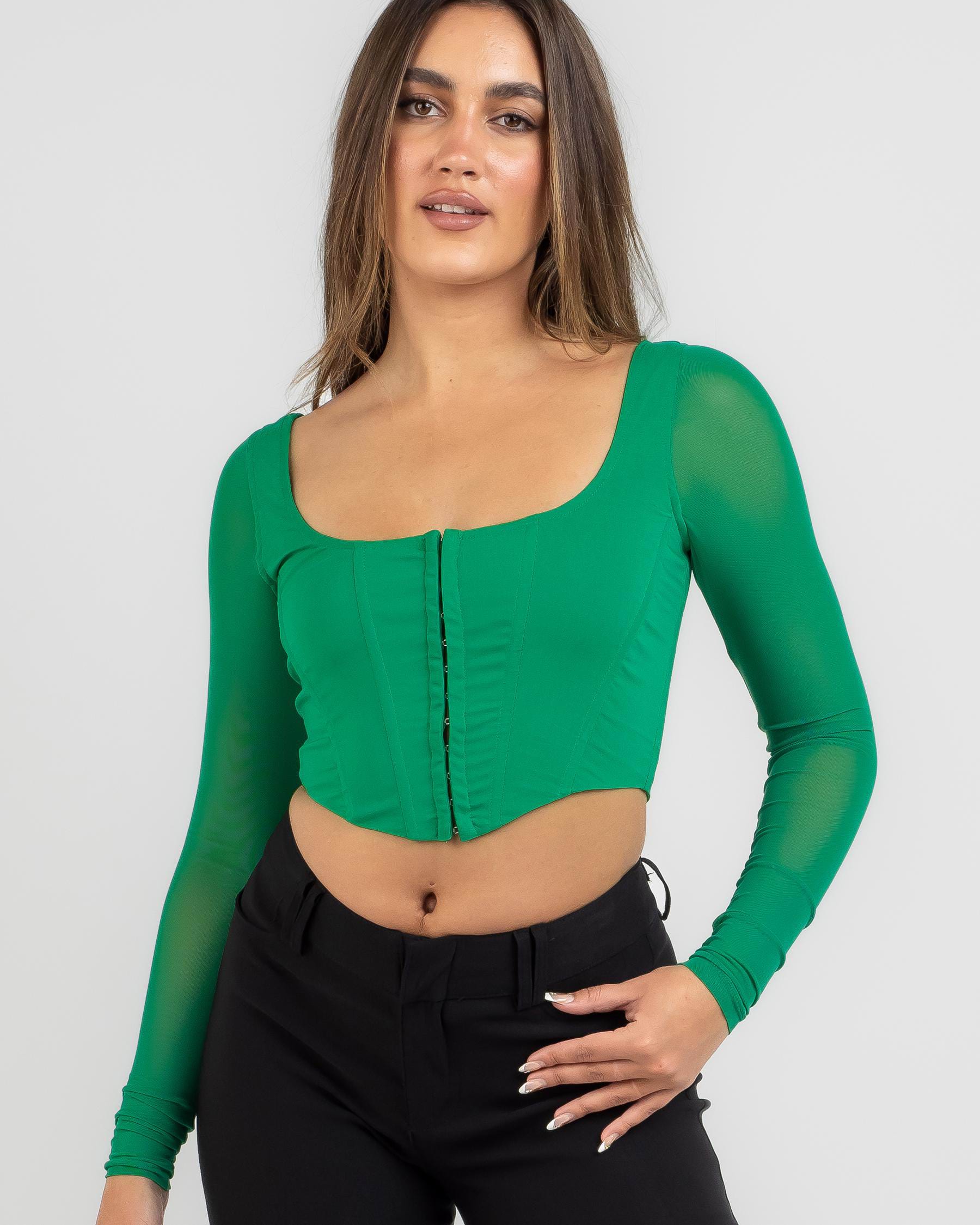 Shop Ava And Ever Daphne Corset Top In Bright Green - Fast Shipping ...