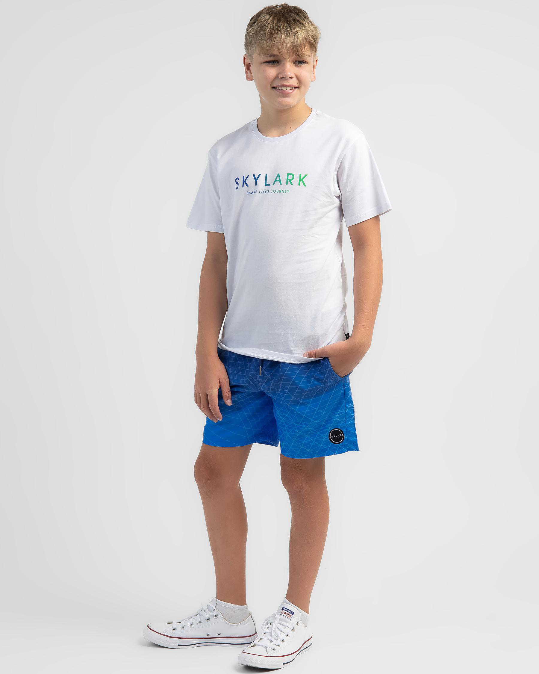 Shop Skylark Boys' Pacific Mully Shorts In Cyan Blue - Fast Shipping 