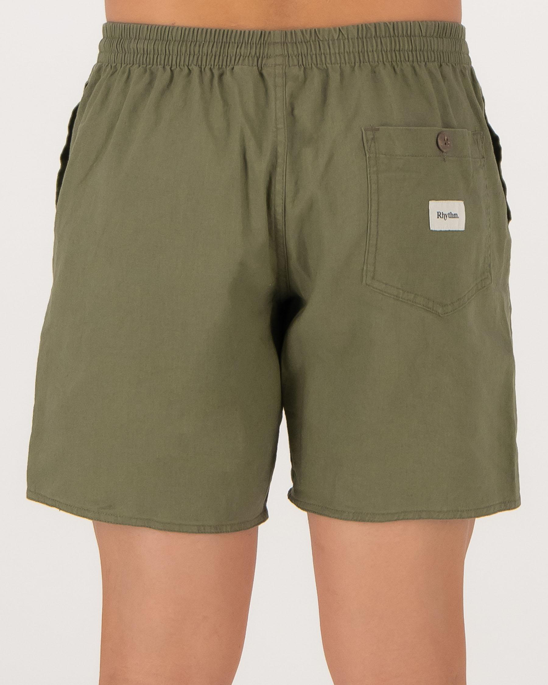 Shop Rhythm Linen Jam Shorts In Olive - Fast Shipping & Easy Returns ...