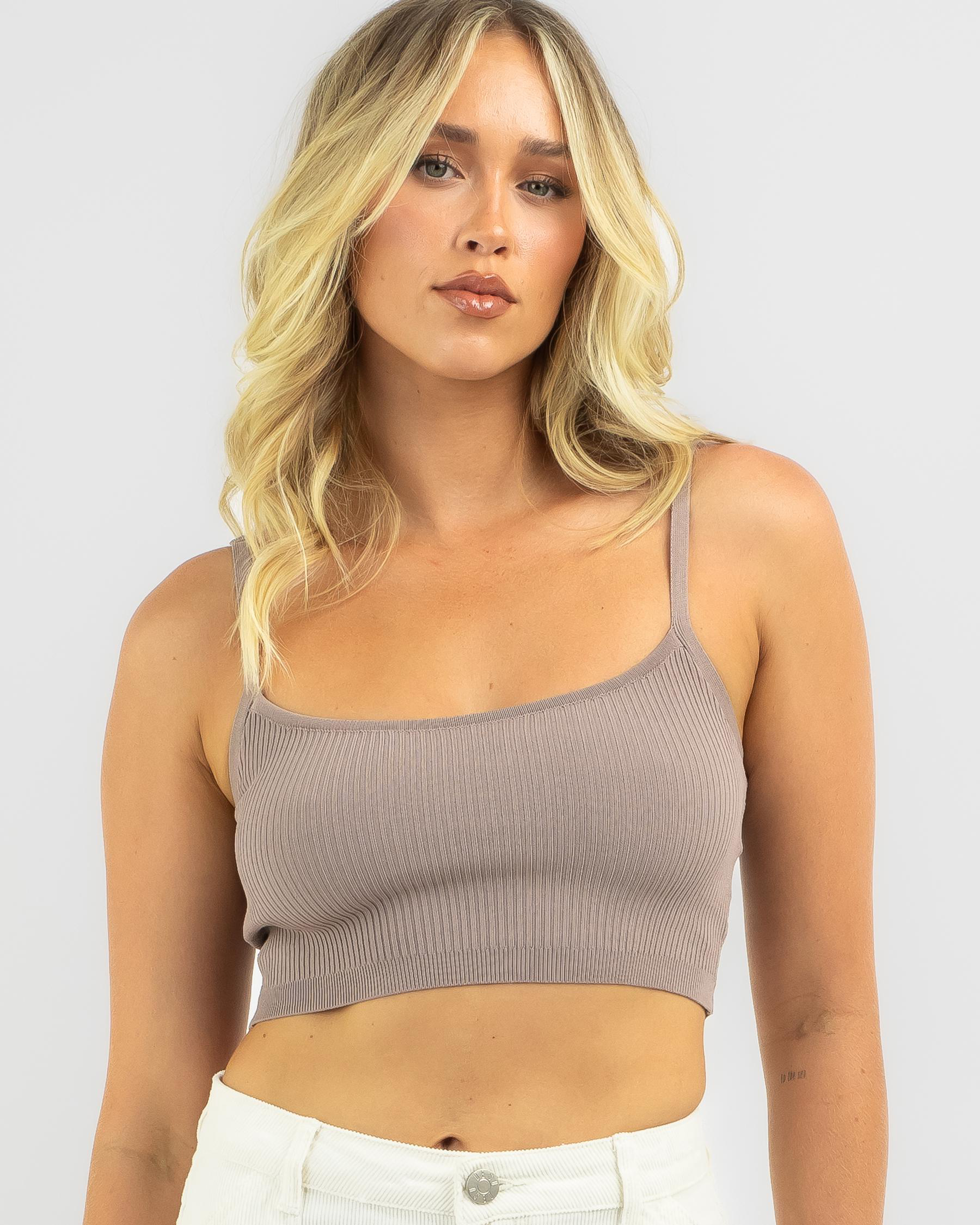 Mooloola Crystal Knit Top In Taupe Fast Shipping And Easy Returns