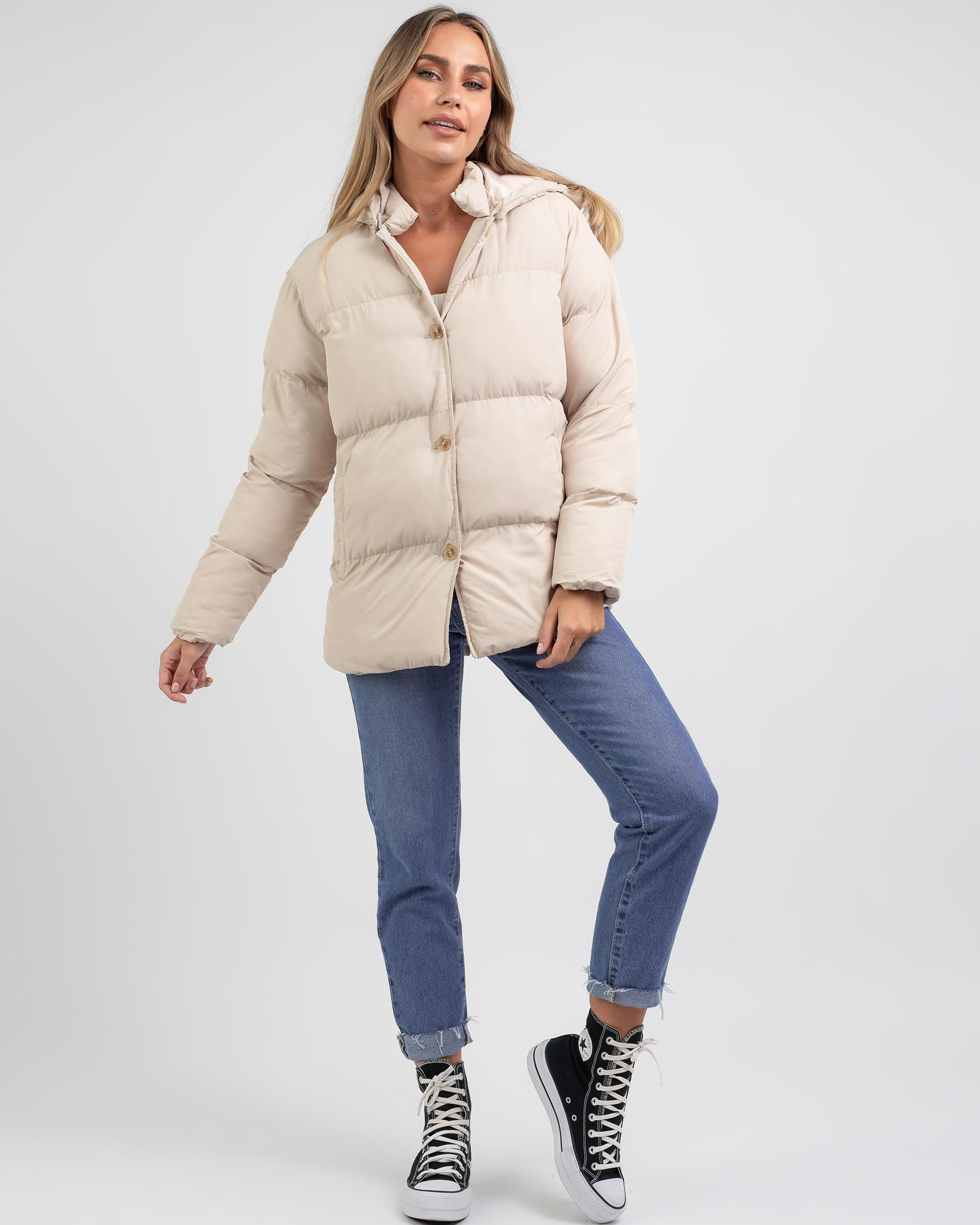 Rusty Pier Puffer Jacket In Sable - Fast Shipping & Easy Returns - City ...