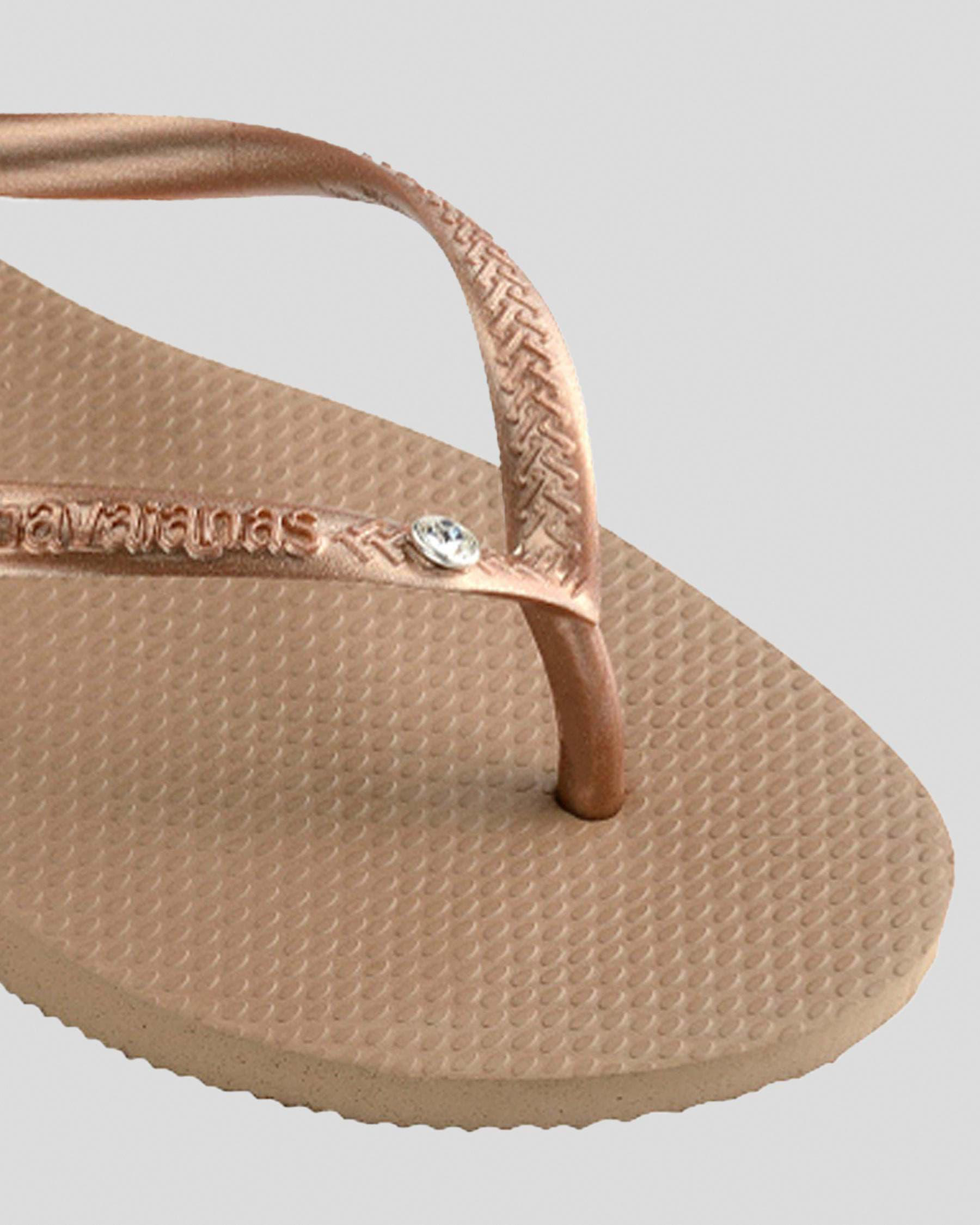 Shop Havaianas Slim Crystal Thongs In Rose Gold - Fast Shipping & Easy ...