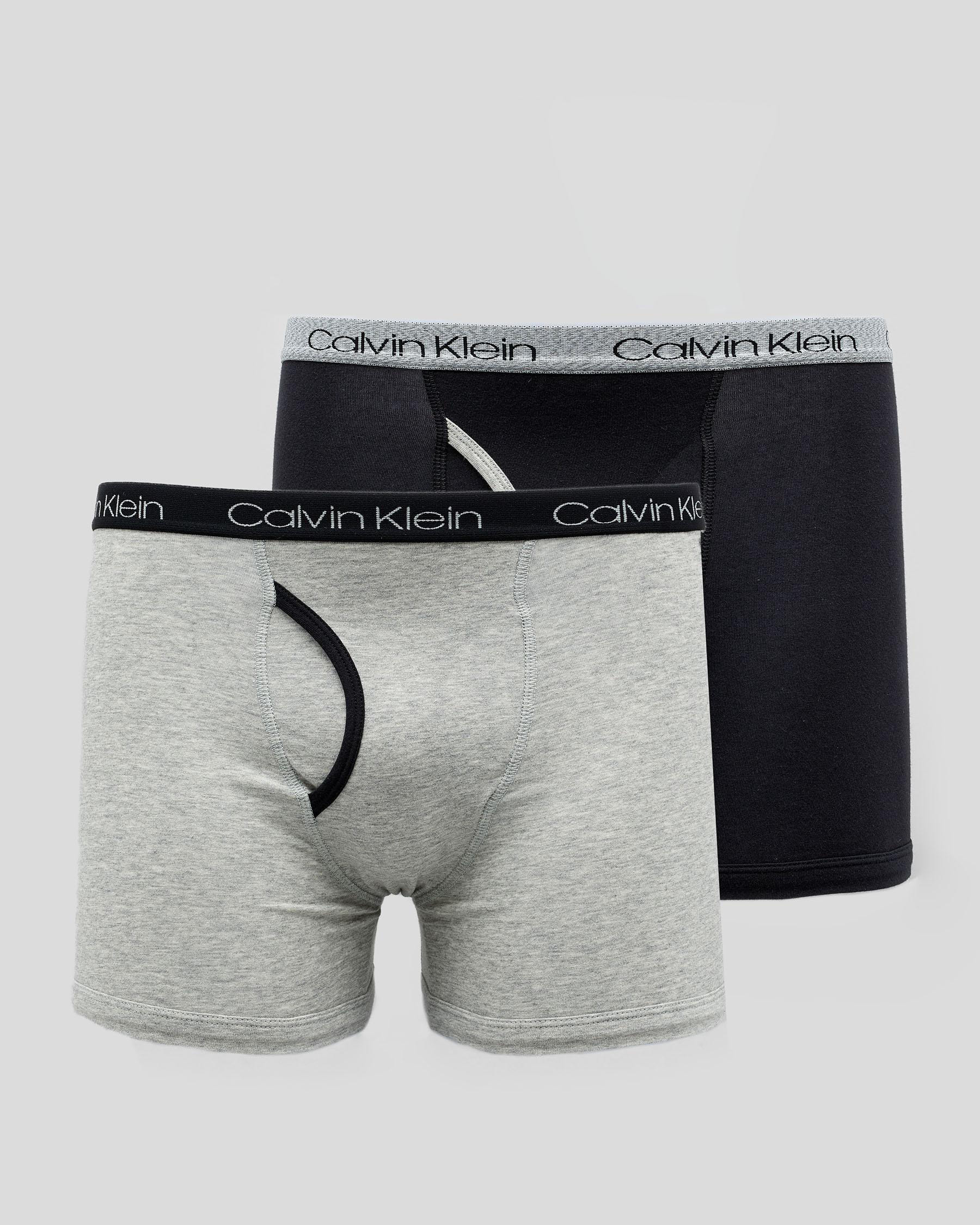 Shop Calvin Klein Boys' Cotton Stretch Boxer Briefs 2 Pack In Grey ...