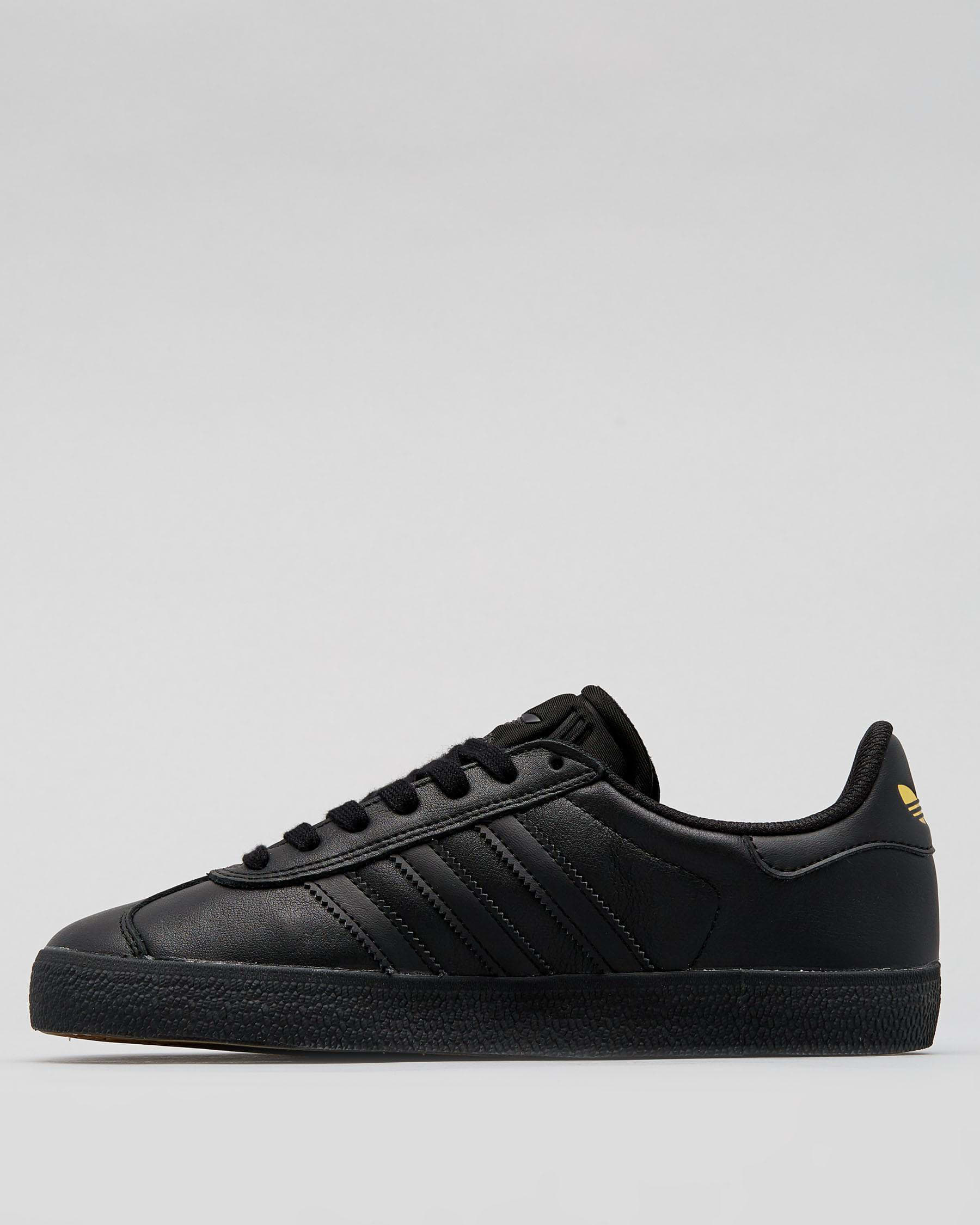 black leather gazelles womens