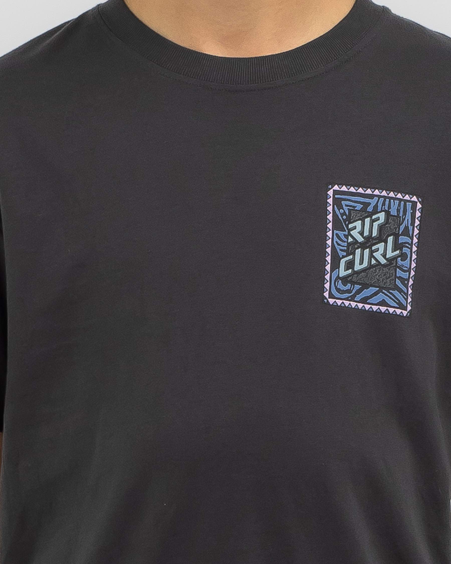Shop Rip Curl Boys' Shred Rock Logo T-Shirt In Washed Black - Fast ...