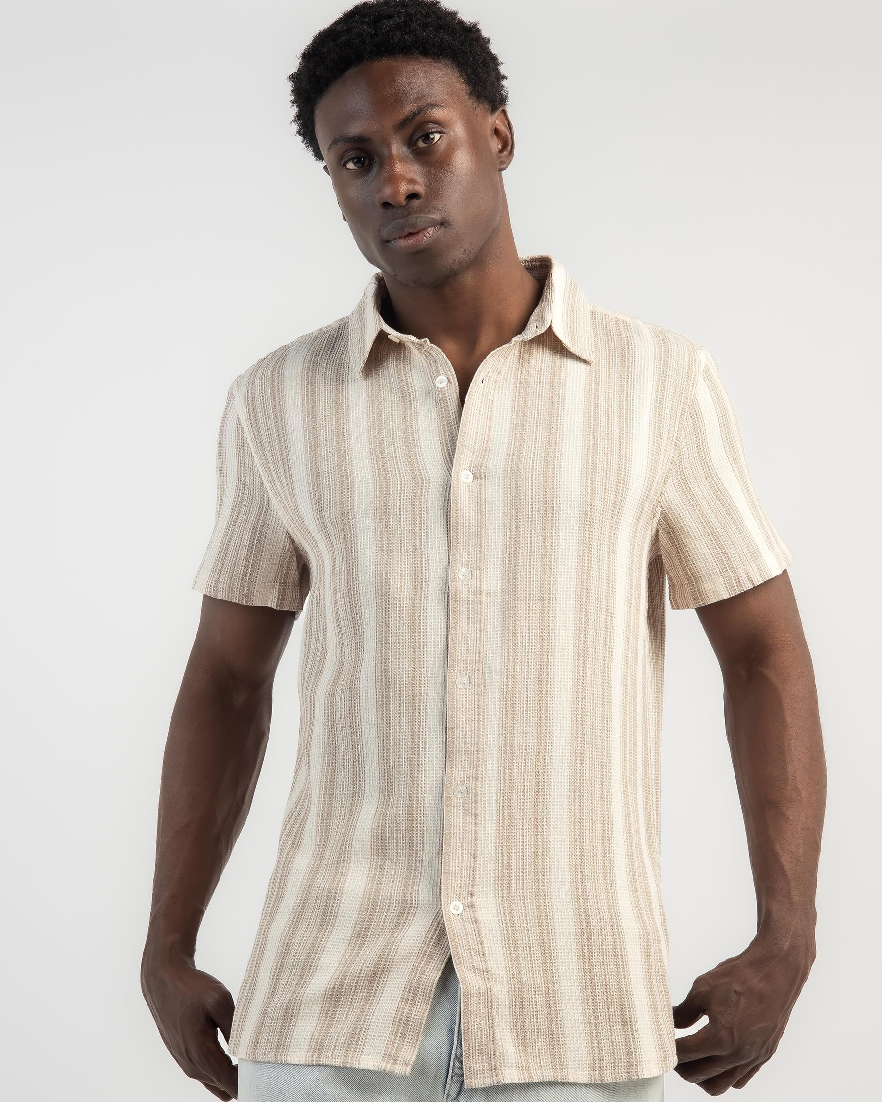 Shop Lucid Bordered Short Sleeve Shirt In Tan - Fast Shipping & Easy ...