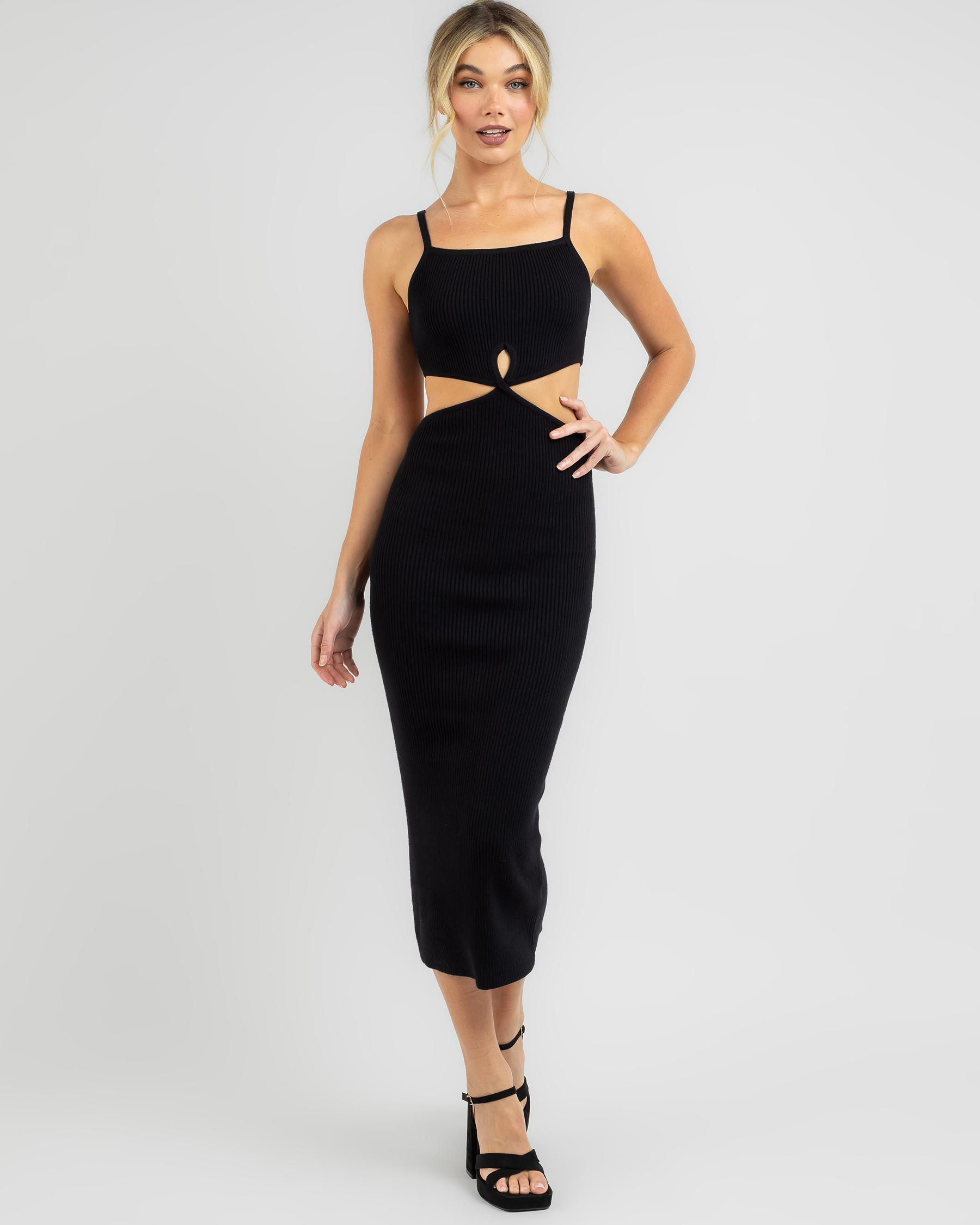 Ava And Ever Rosie Midi Dress In Black/black - Fast Shipping & Easy ...