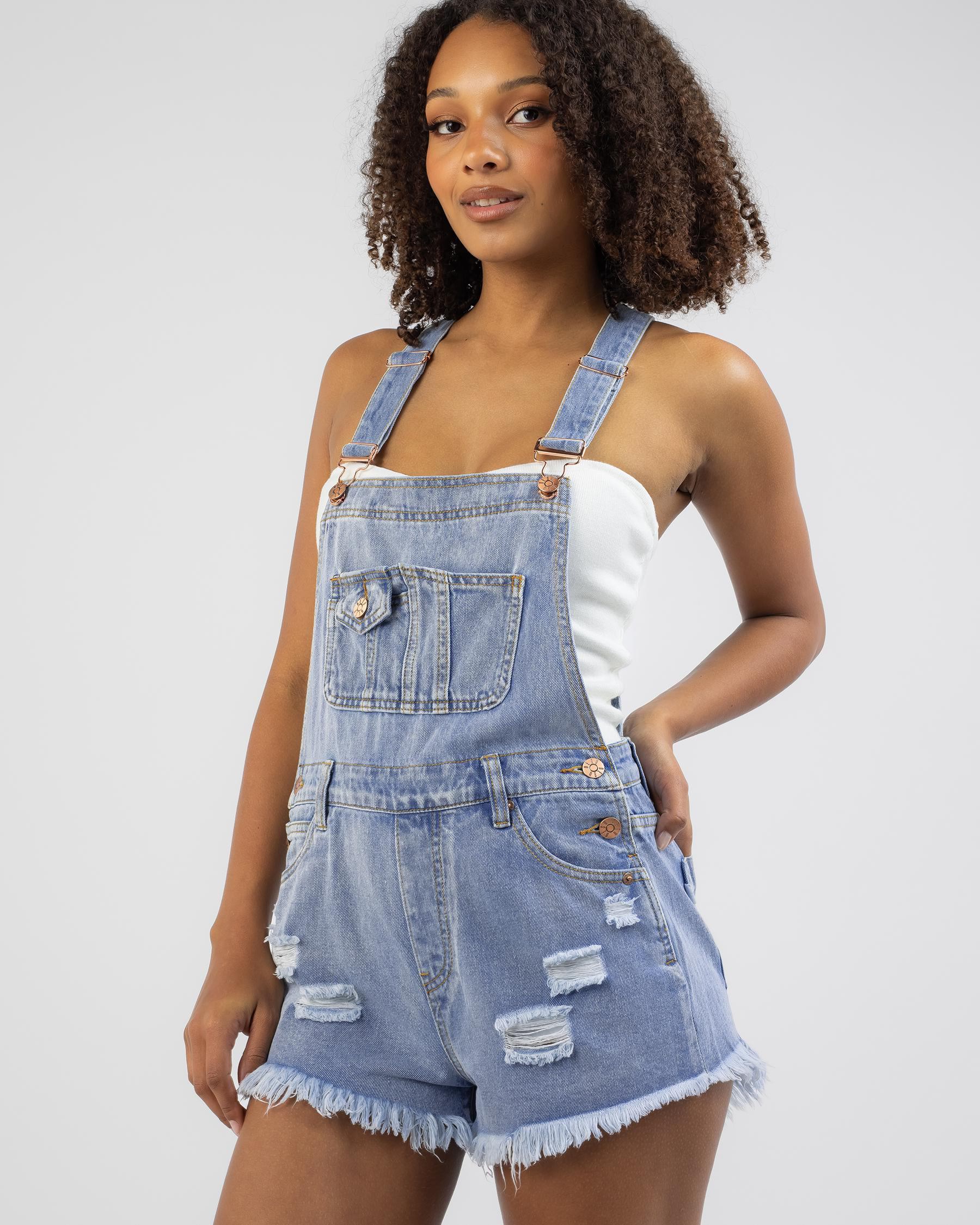 Shop DESU Shannah Overalls In Mid Blue - Fast Shipping & Easy Returns ...