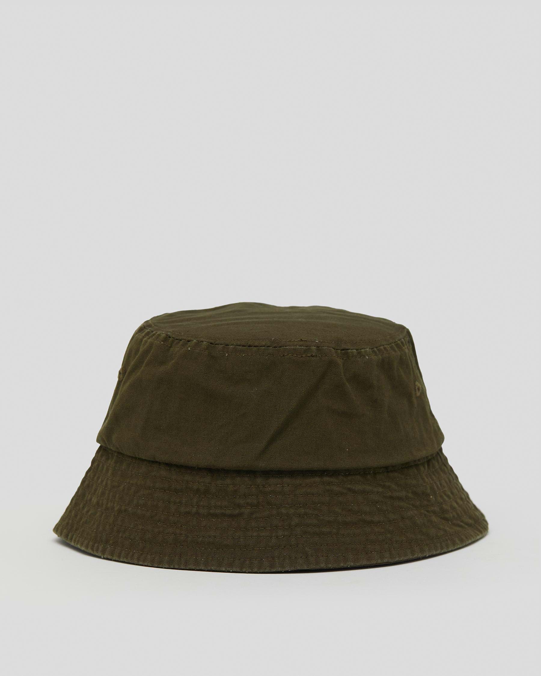 Shop Rusty Downside Up Organic Bucket Hat In Gun Green - Fast Shipping ...