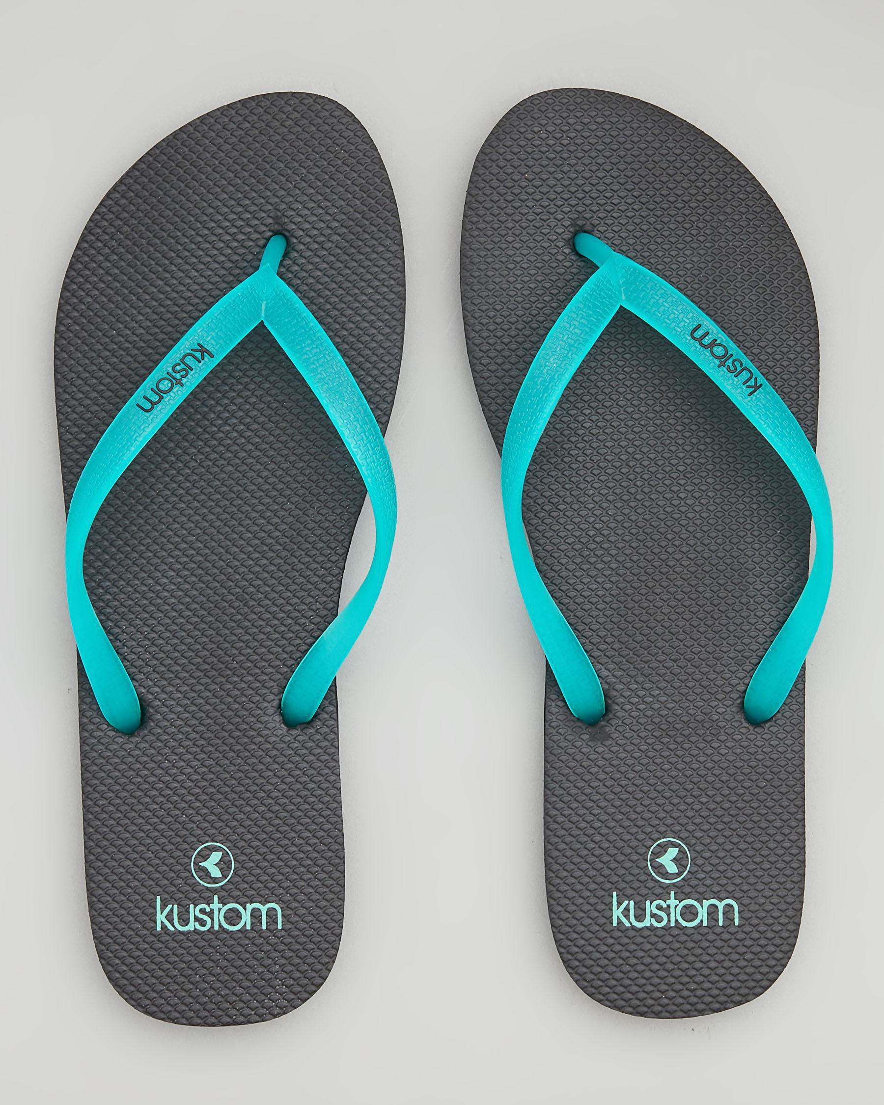 Shop Kustom Classic Thongs In Black/ Green - Fast Shipping & Easy ...