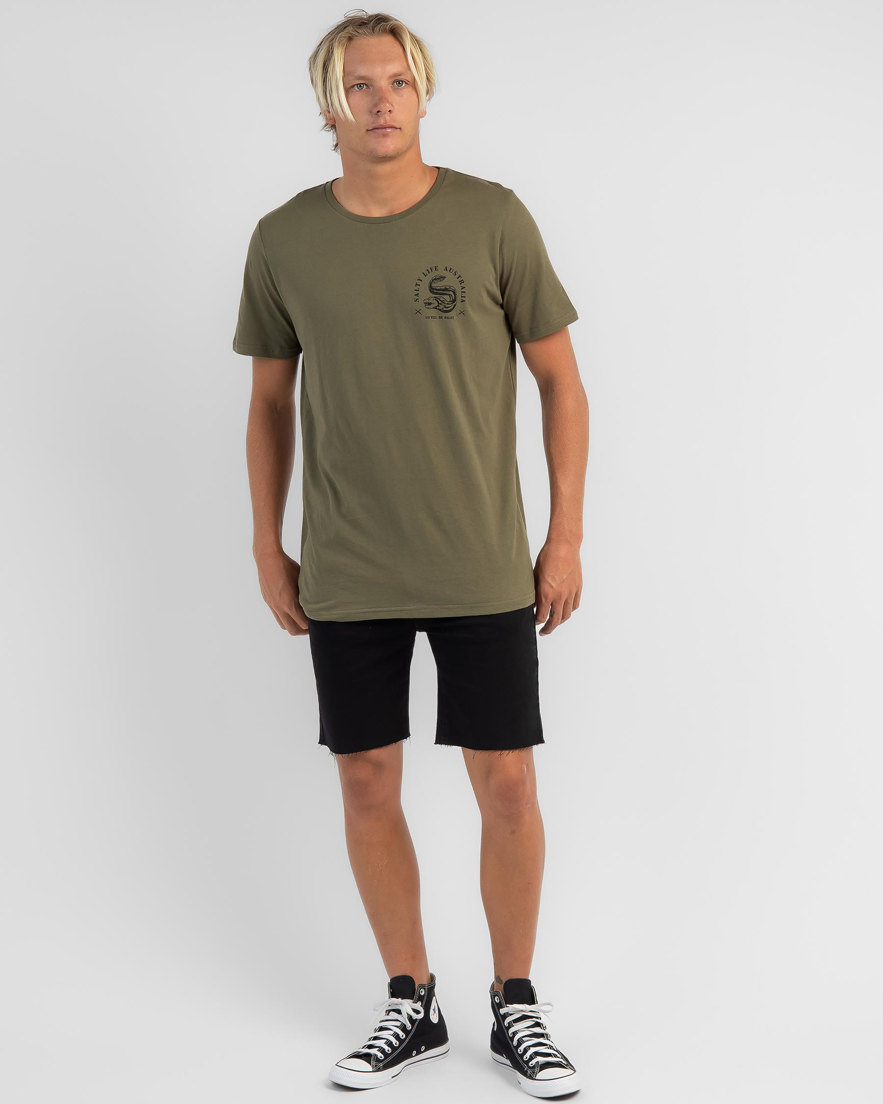 Shop Salty Life Electric T-Shirt In Olive - Fast Shipping & Easy ...