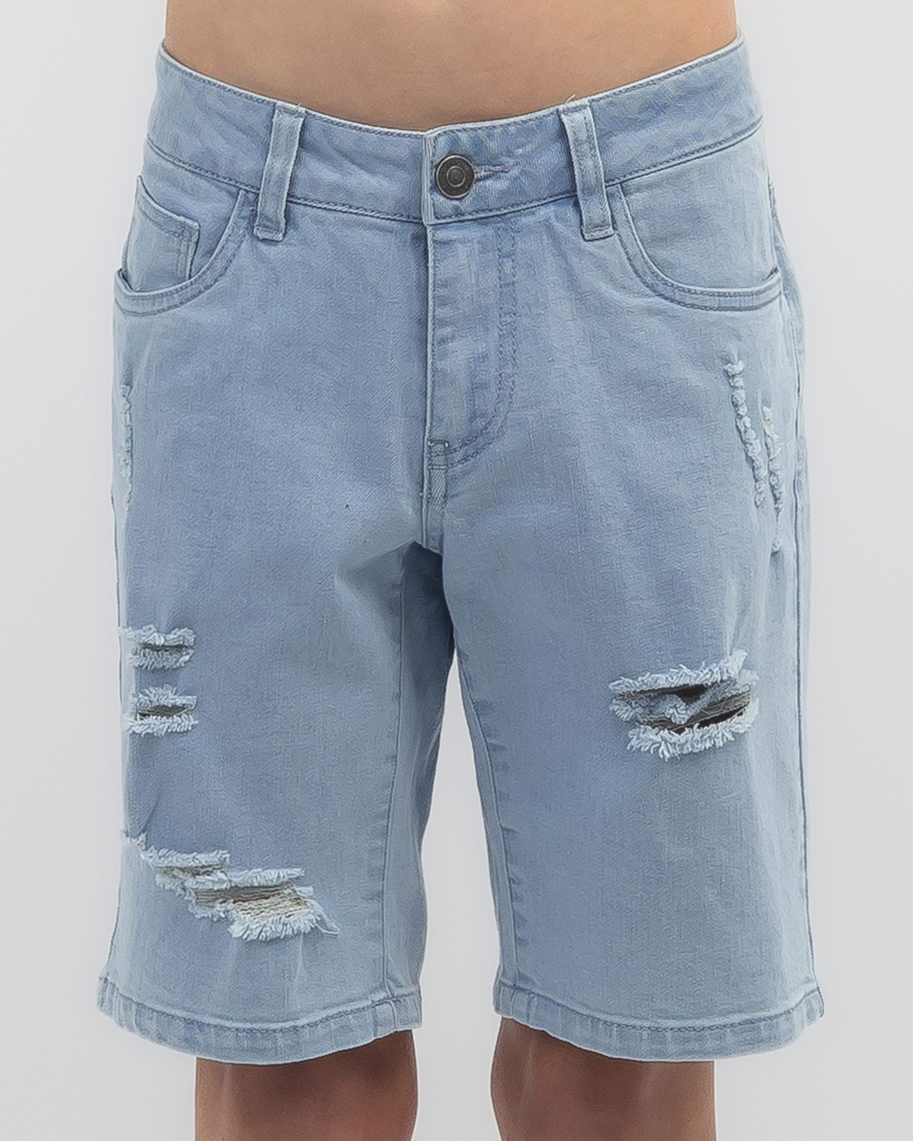 Shop Skylark Boys' Evident Denim Walk Shorts In Light Blue - Fast ...