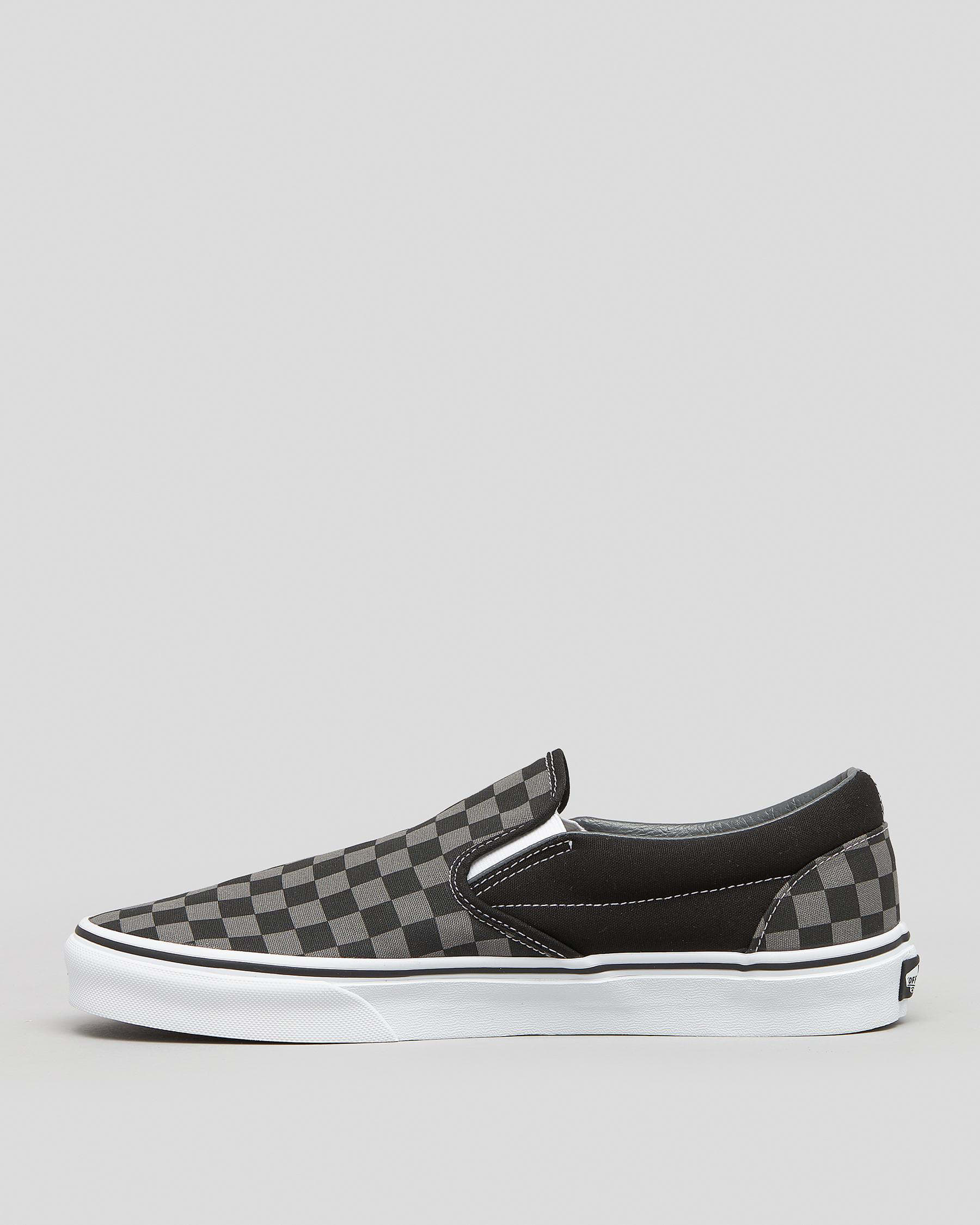 Shop Vans Classic Slip-On Shoes In Black/pewter Checkerboard - Fast ...