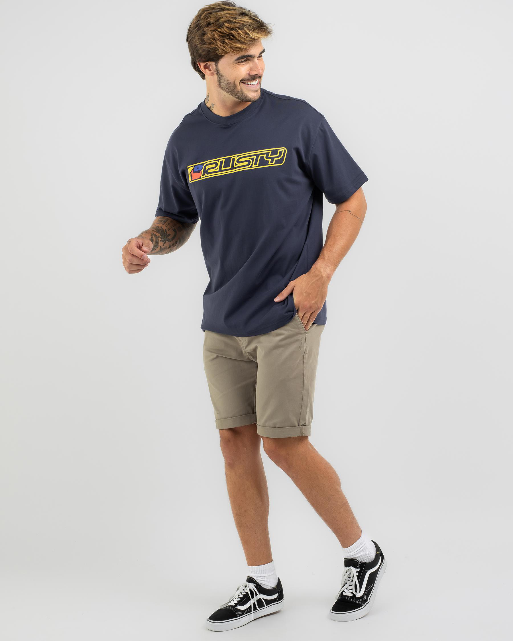 Shop Rusty Deep End T-Shirt In Navy / Yellow - Fast Shipping & Easy ...