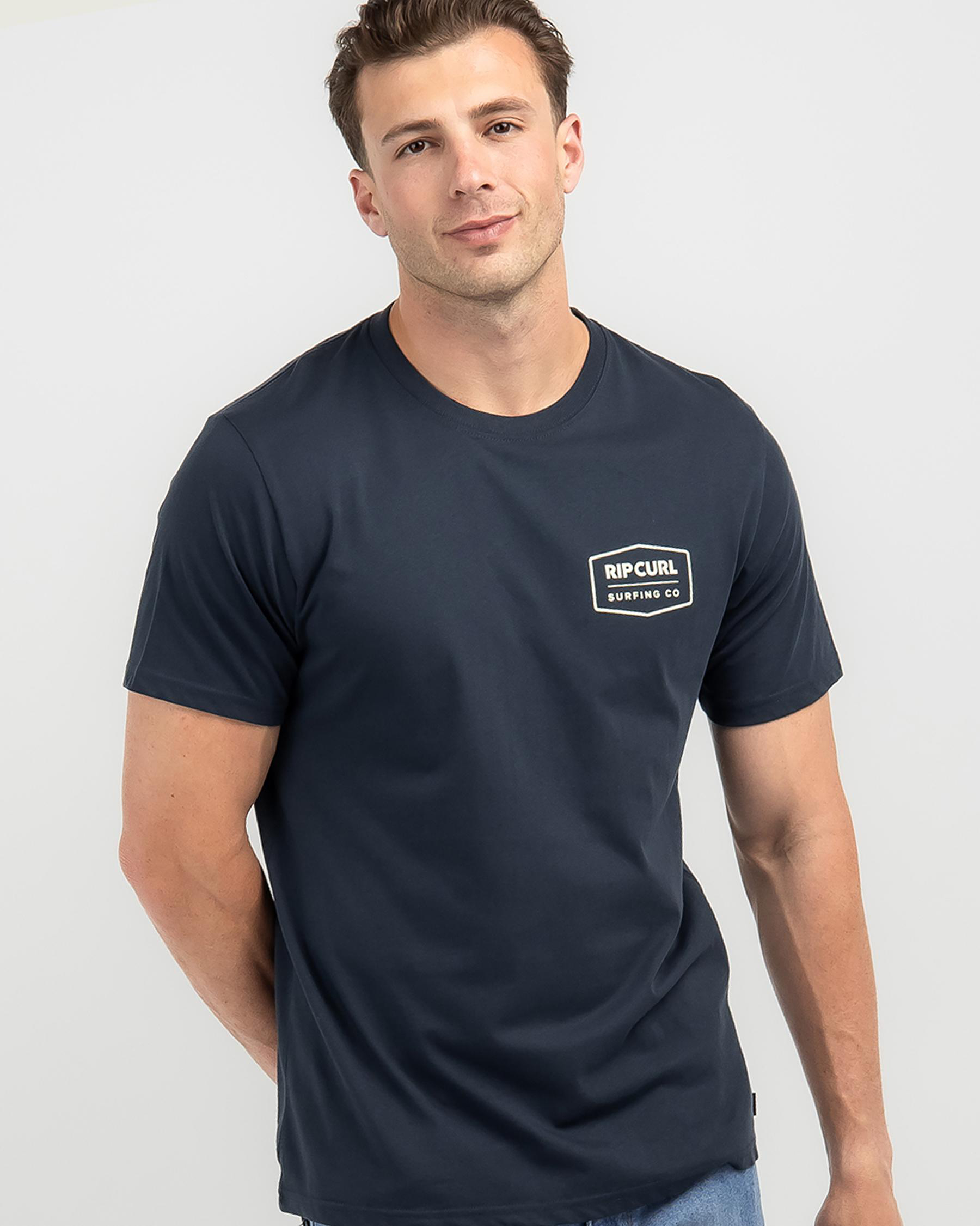 Shop Rip Curl Marking T-Shirt In Dark Navy - Fast Shipping & Easy ...