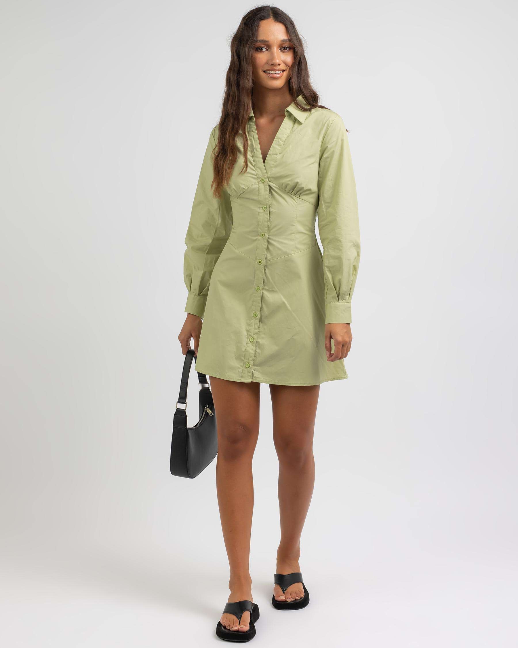 Into Fashions Shane Dress In Green - Fast Shipping & Easy Returns ...