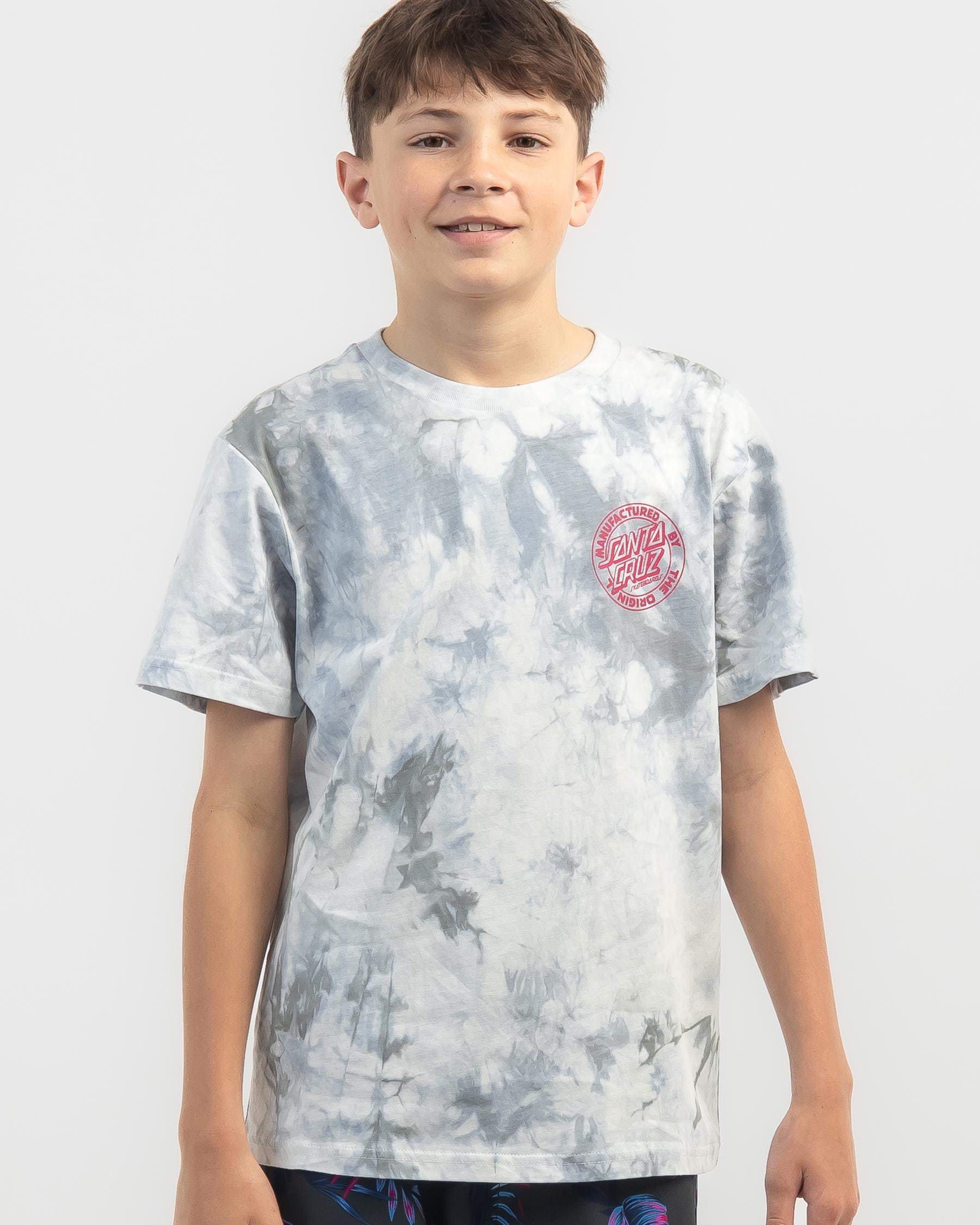 Shop Santa Cruz Boys' MFG Dot T-Shirt In White Tie Dye - Fast Shipping ...