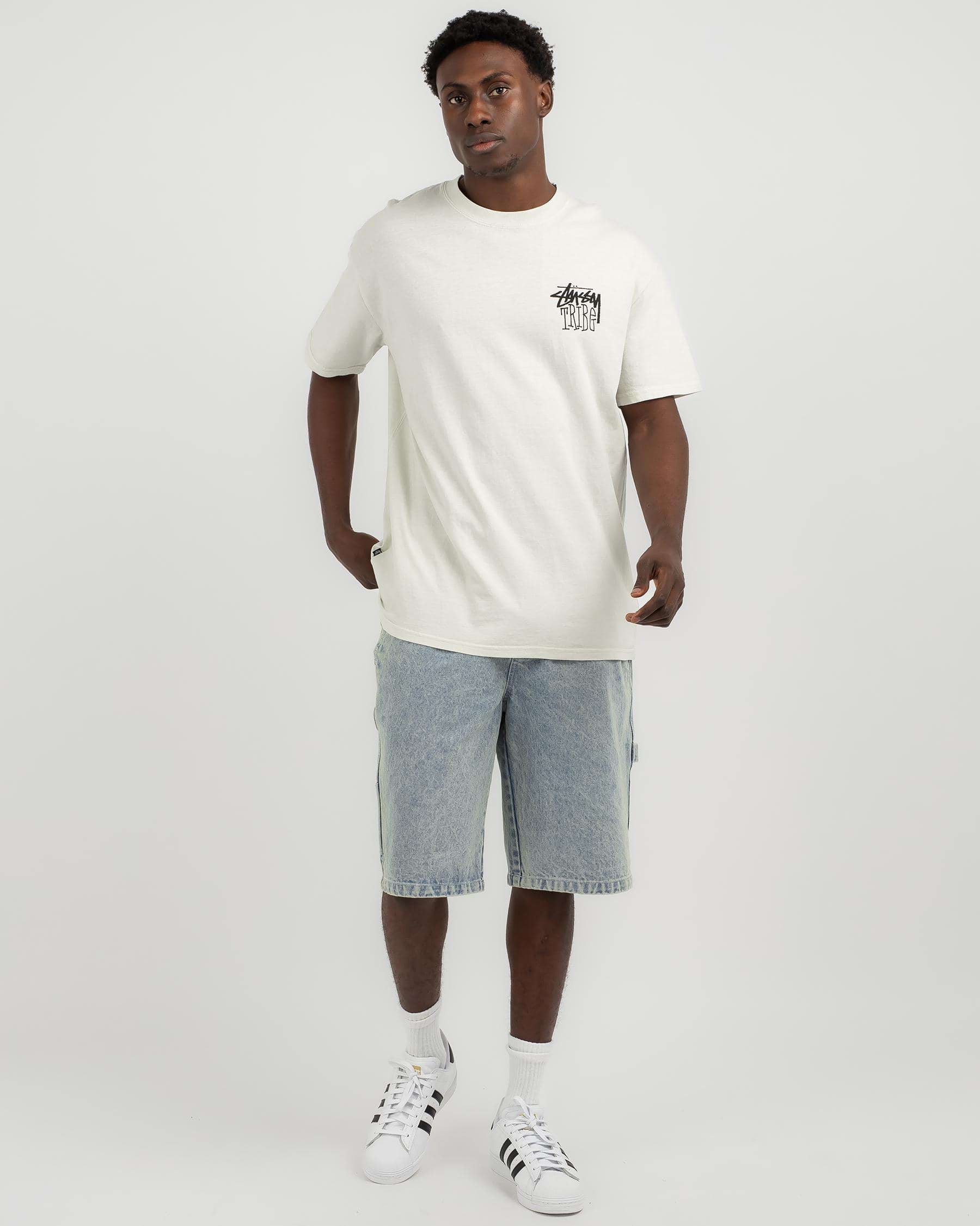 Shop Stussy Tribe T-Shirt In Pigment Washed White - Fast Shipping ...