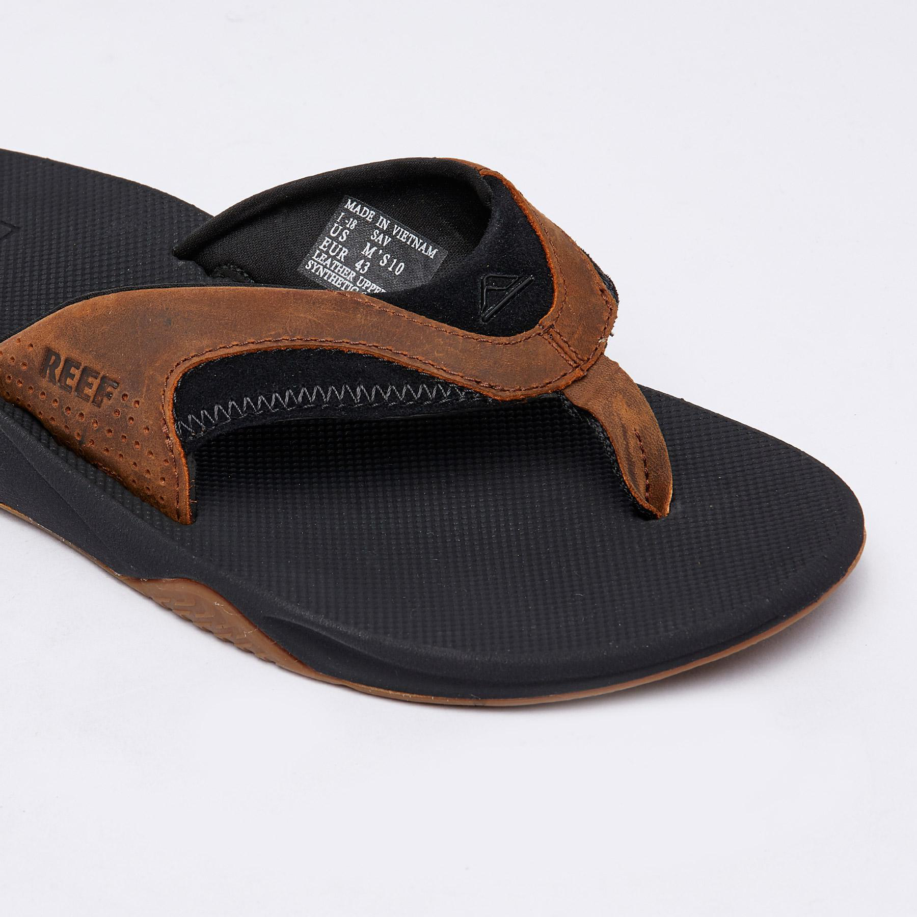 Reef Reef Fanning Leather Sandals In Black/bronze - Fast Shipping ...