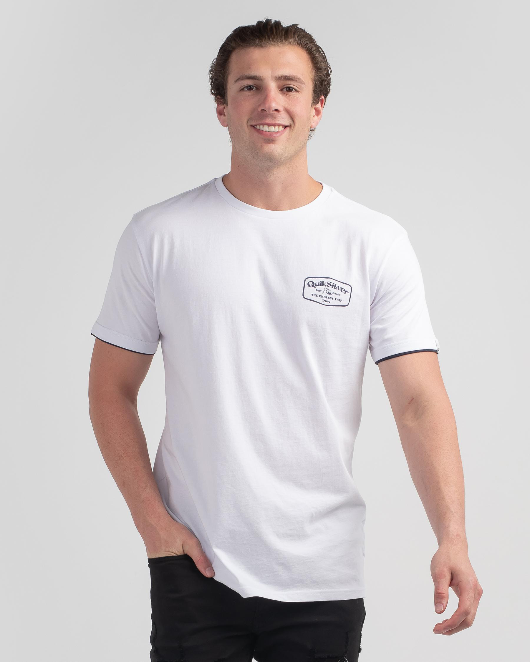 Shop Quiksilver Into Clouds Tipper T-Shirt In White - Fast Shipping ...