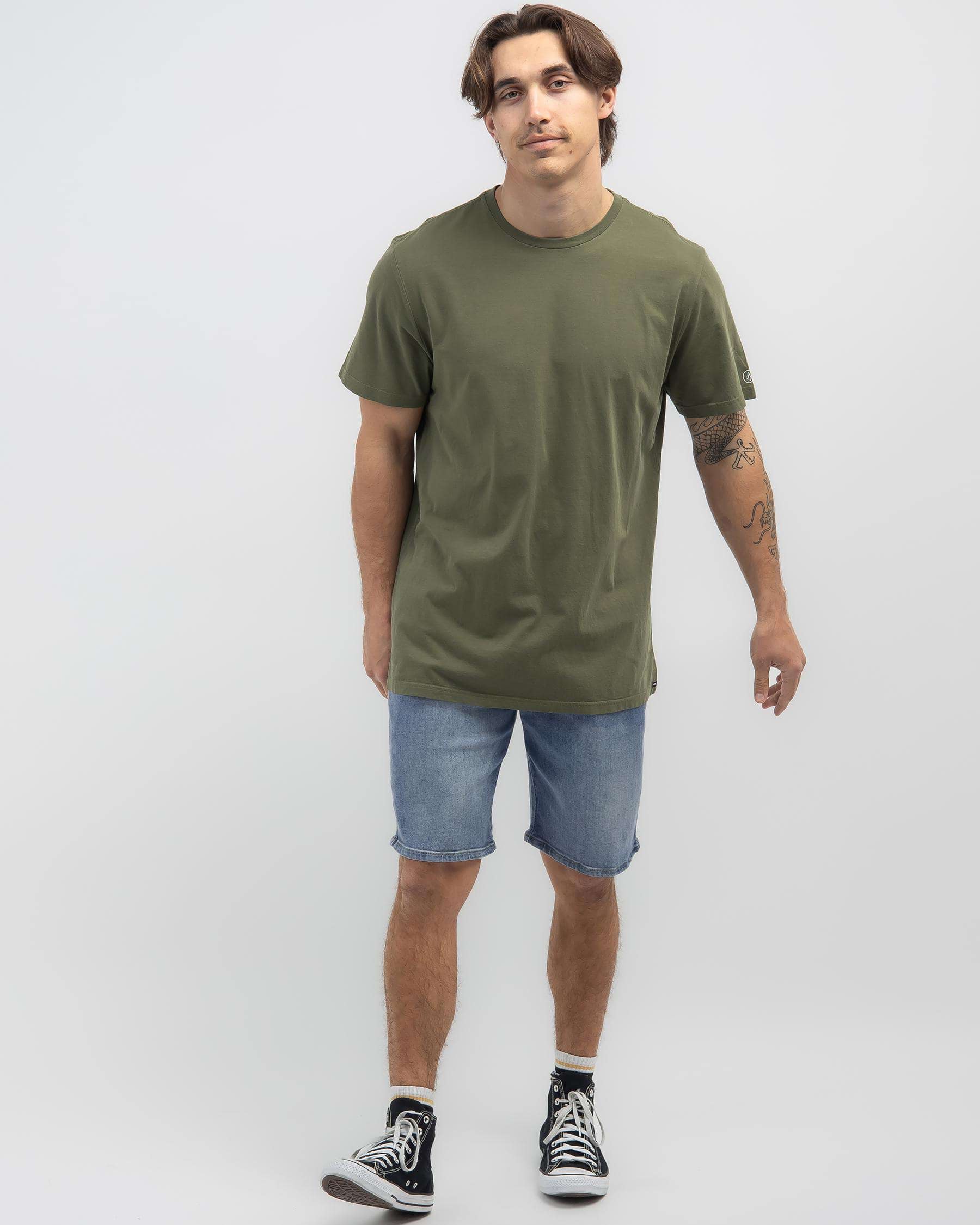 Shop Volcom AUS Wash T-Shirt In Army Green Combo - Fast Shipping & Easy ...