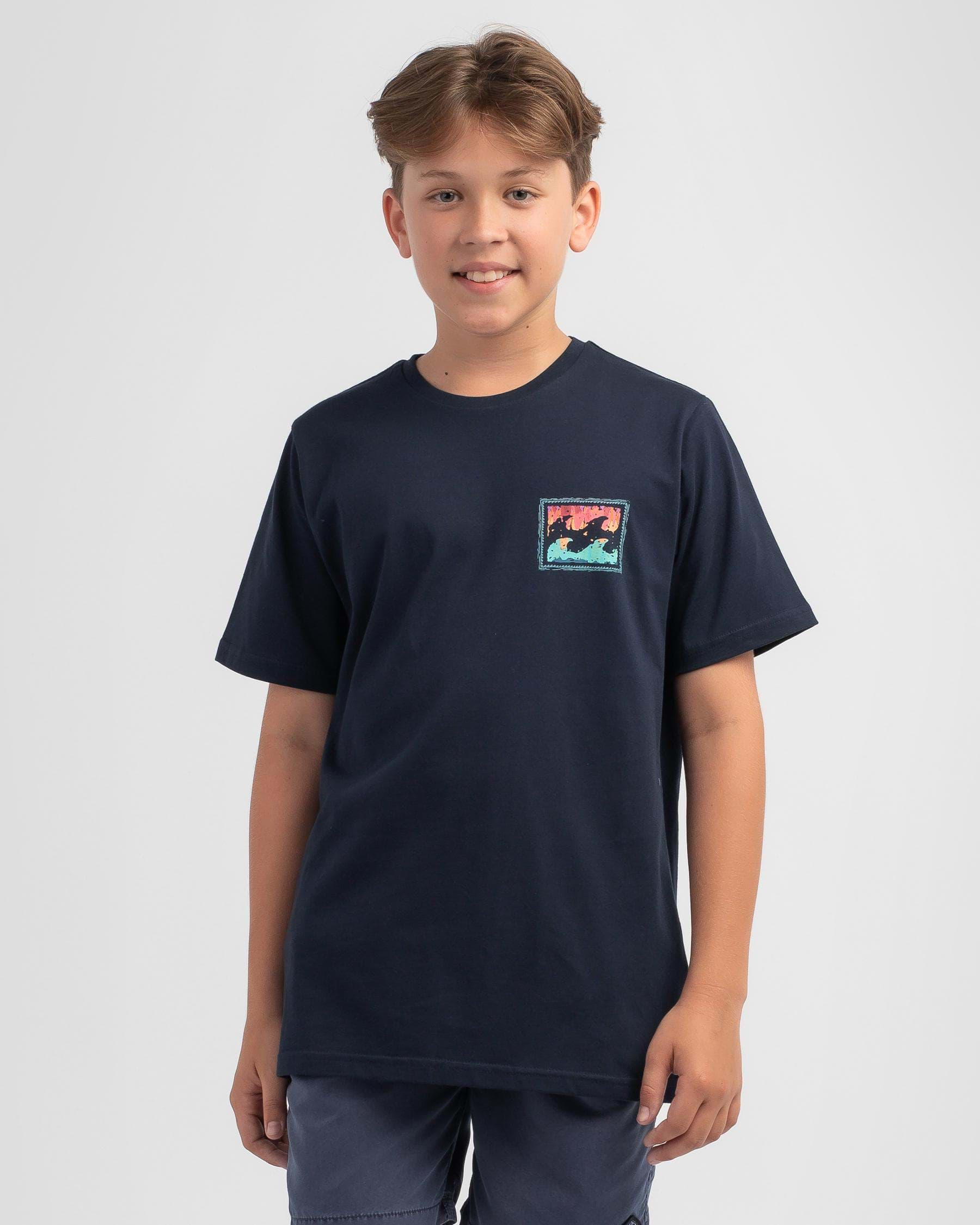 Billabong Boys' Crayon Wave T-shirt In Navy - Fast Shipping & Easy 