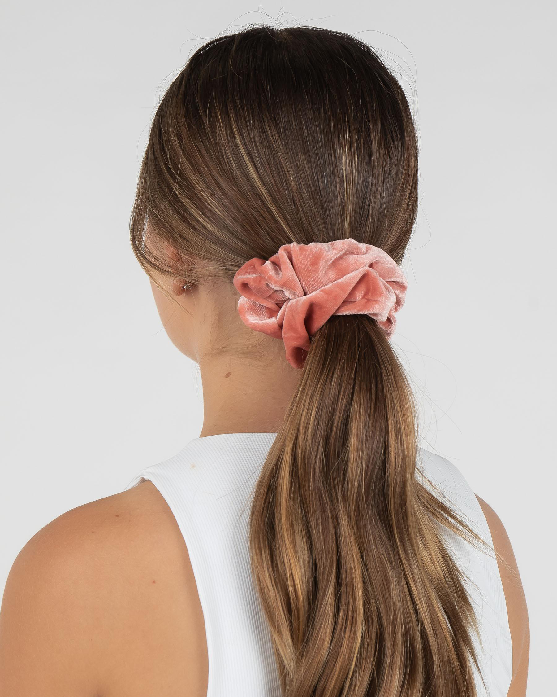 Shop Karyn In LA Velvet Scrunchie Pack In Cinnamon/choc/white - Fast ...