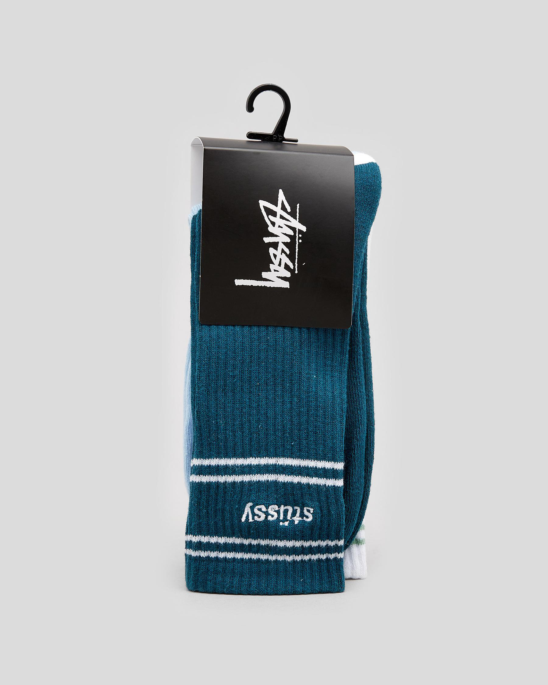 Stussy Mens' Italic Socks 3 Pack In Multi - Fast Shipping & Easy ...