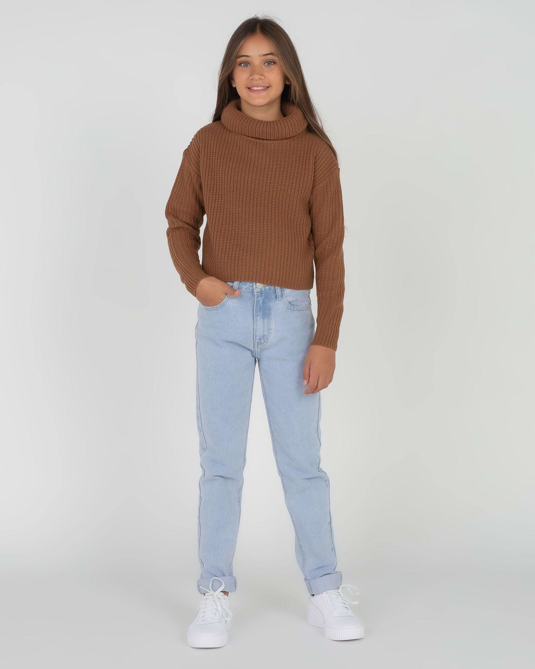 Shop Ava And Ever Girls' Jemma Tunnel Knit Jumper In Milk Chocolate ...